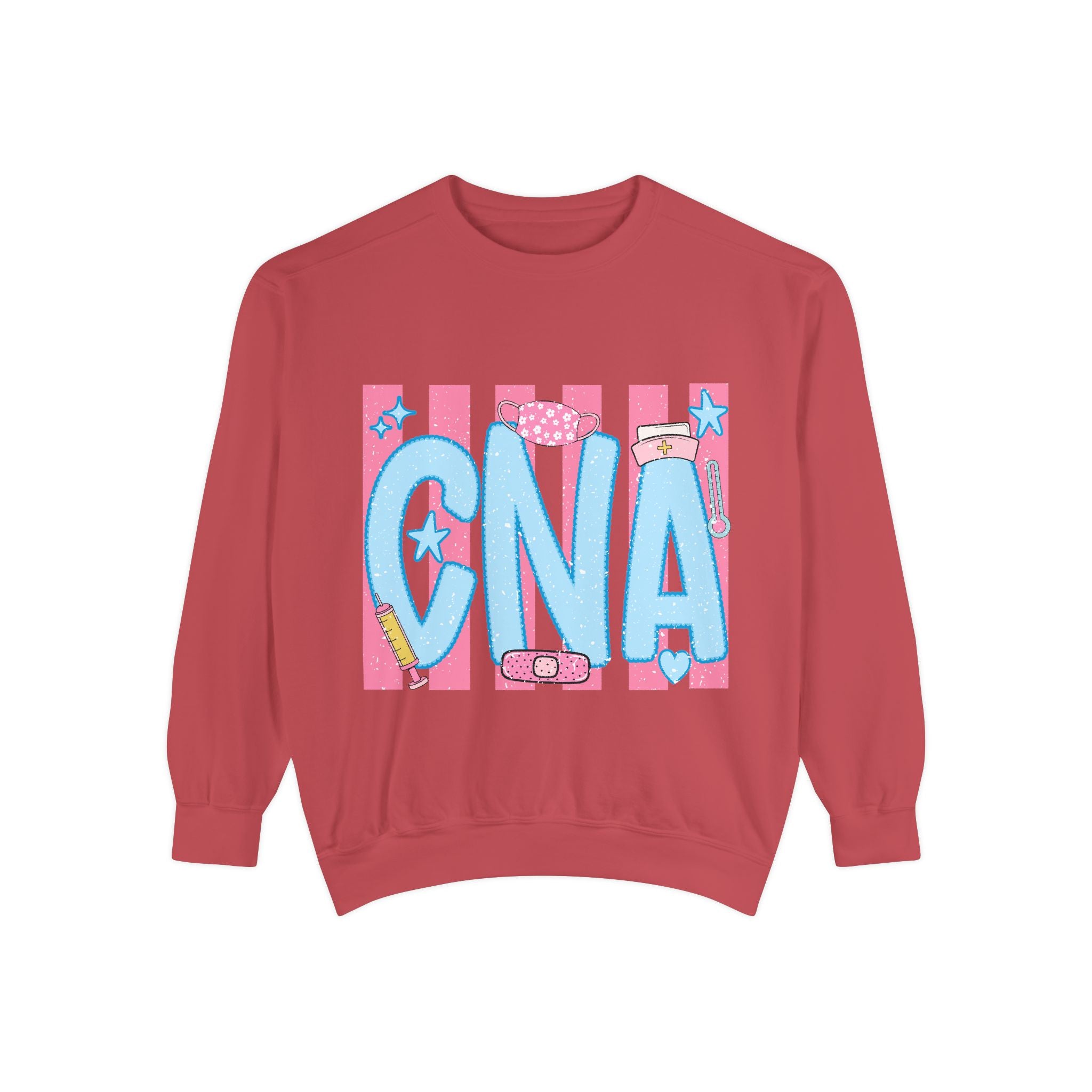 CNA Sparkle Graphic Sweatshirt — Pink & Blue Nurse Assistant Crewneck