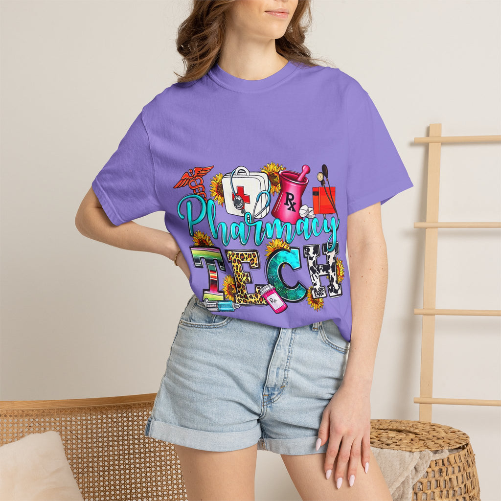 Pharmacy Tech Graphic T-Shirt — Colorful Medical Tools Design