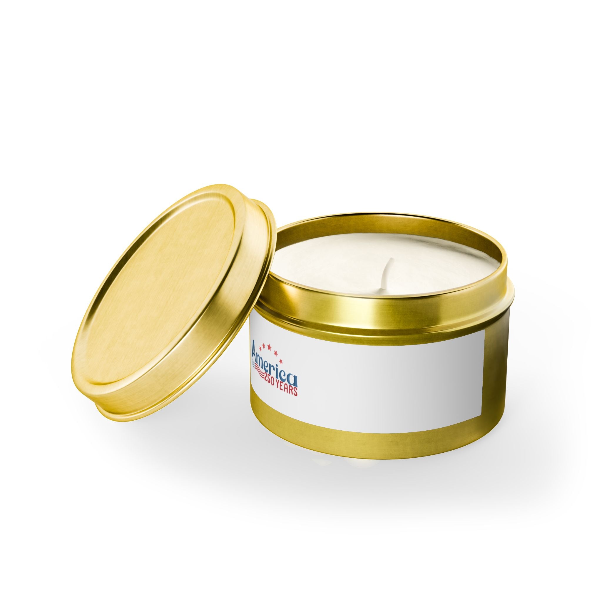America 250 Years Tin Candle — Patriotic 4th of July Scented Tin