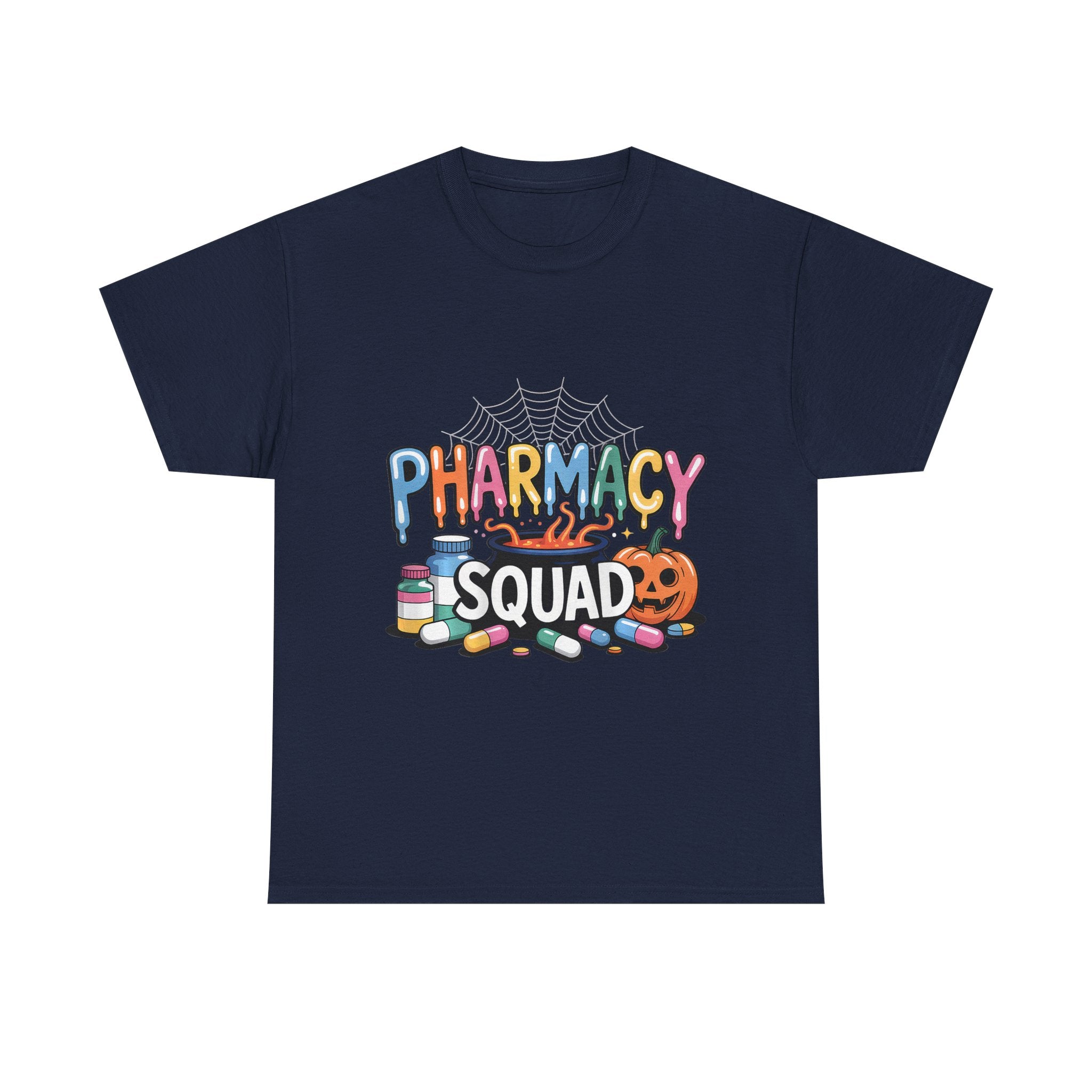Pharmacy Squad Halloween T-Shirt — Cute Medical Candy & Pumpkin Design