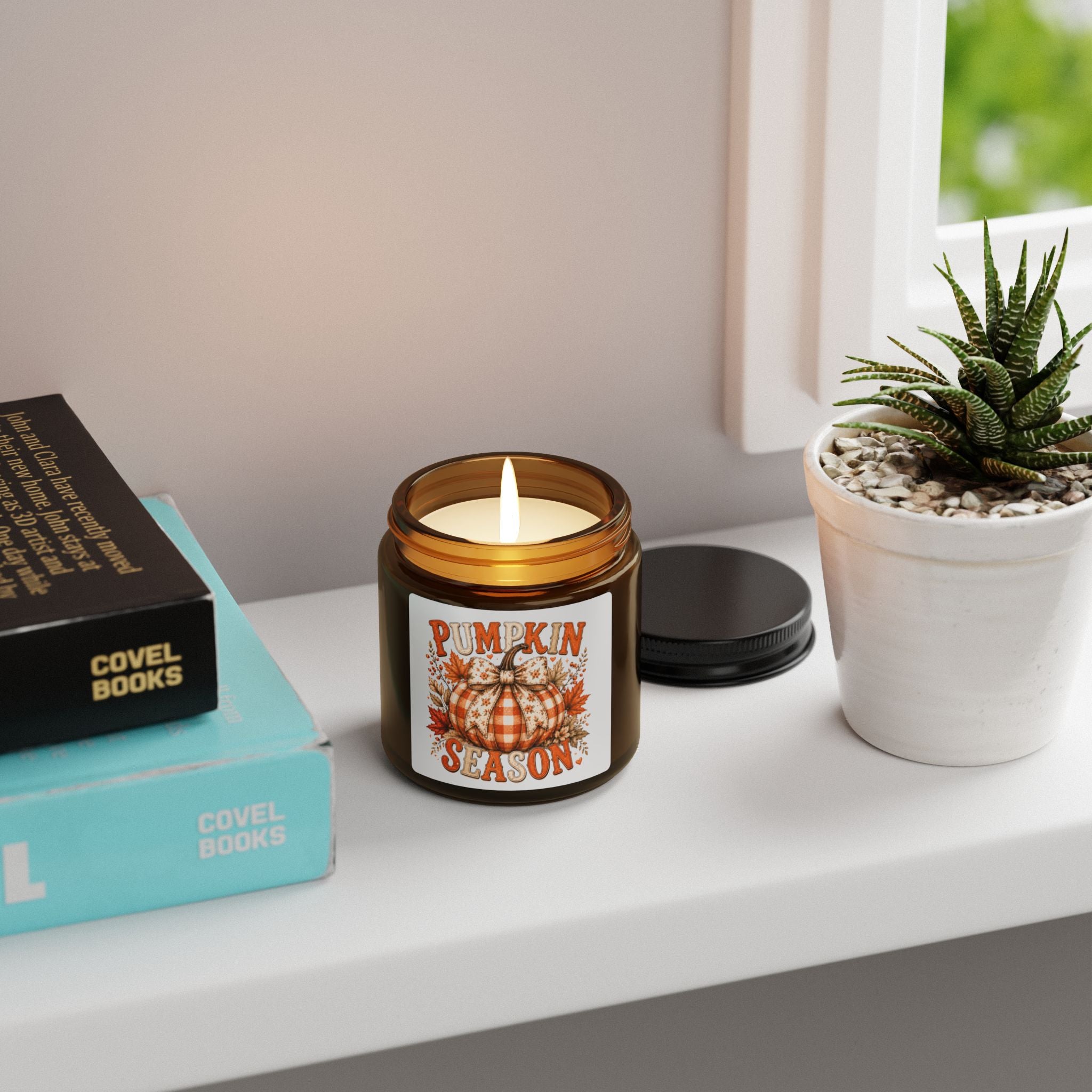 Pumpkin Season Scented Candle — Amber Soy Jar (Fall Aromas)