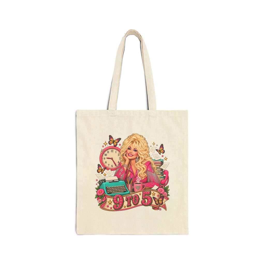 Tote Bag — Dolly 9 to 5 Retro Movie Graphic Cotton Canvas Tote