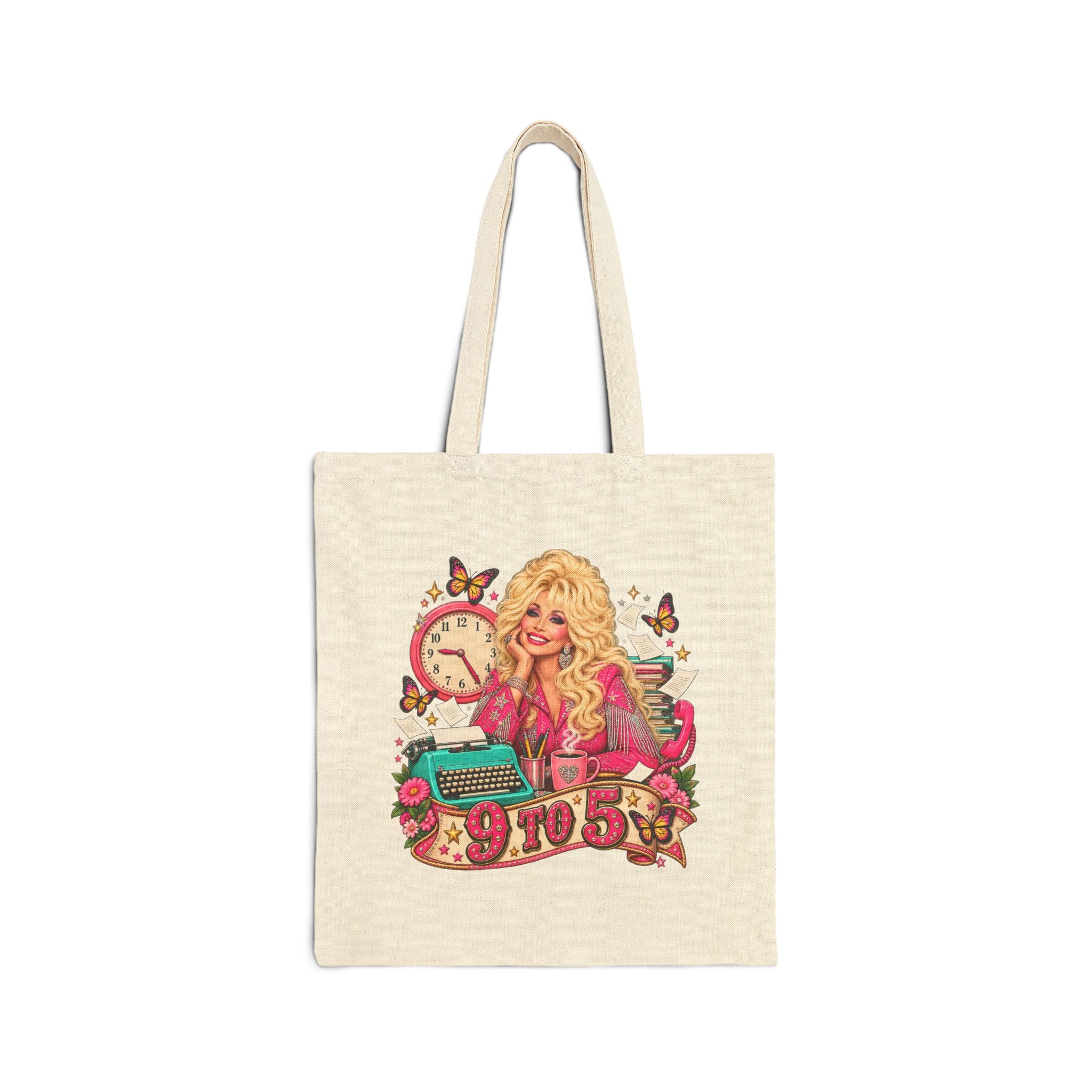 Tote Bag — Dolly 9 to 5 Retro Movie Graphic Cotton Canvas Tote
