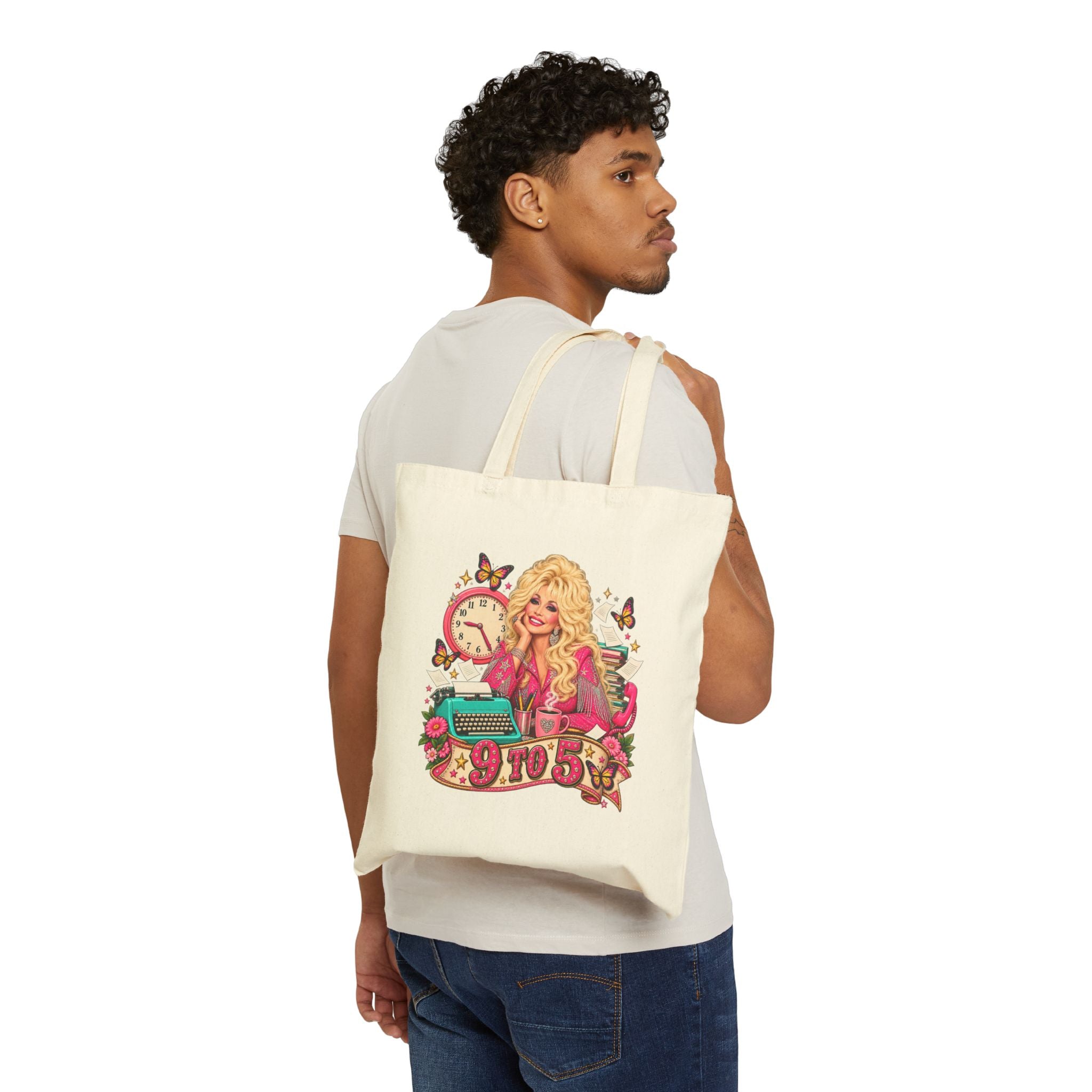 Tote Bag — Dolly 9 to 5 Retro Movie Graphic Cotton Canvas Tote