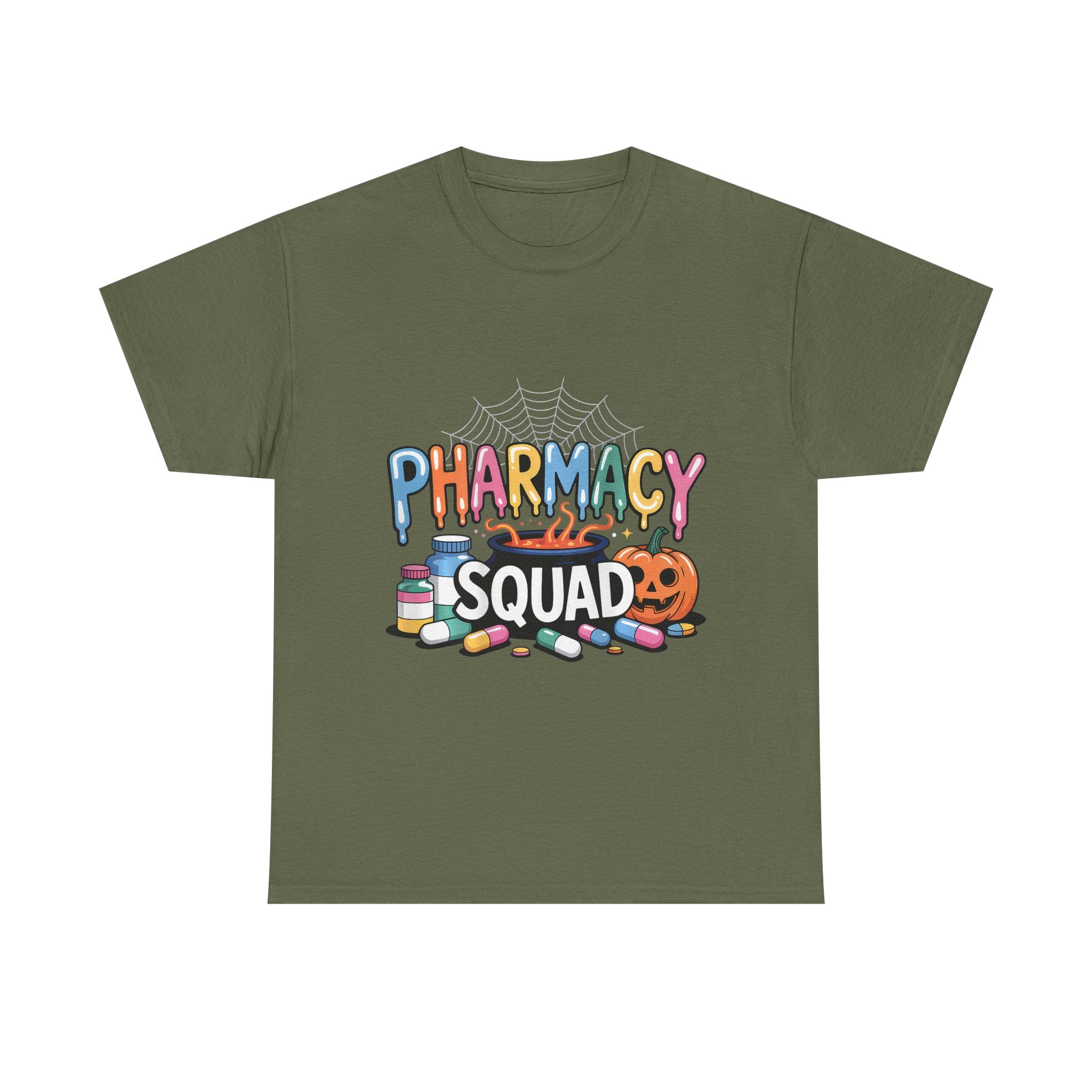 Pharmacy Squad Halloween T-Shirt — Cute Medical Candy & Pumpkin Design