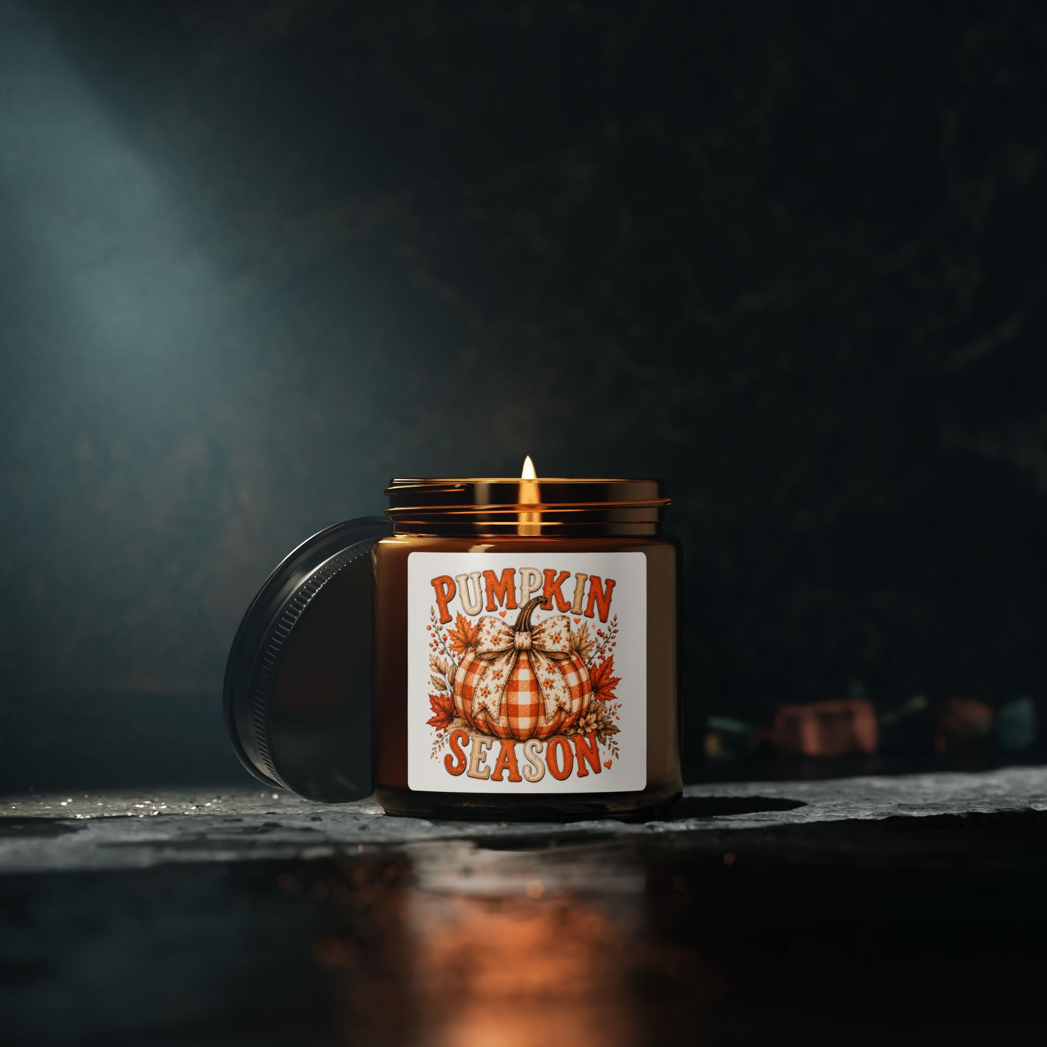 Pumpkin Season Scented Candle — Amber Soy Jar (Fall Aromas)