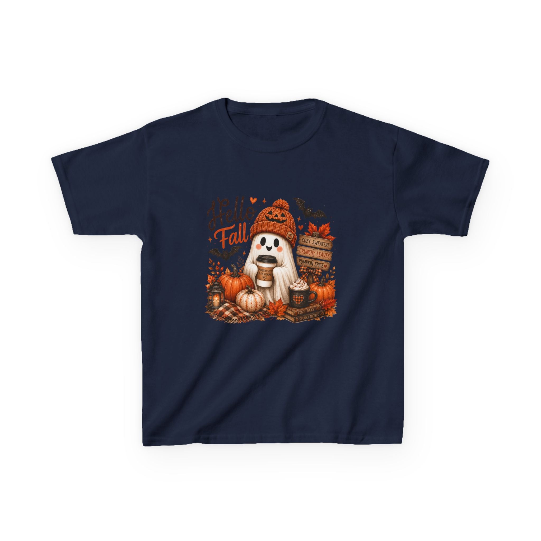 Kids Tee — "Hello Fall" Puppy Pumpkin Autumn Graphic
