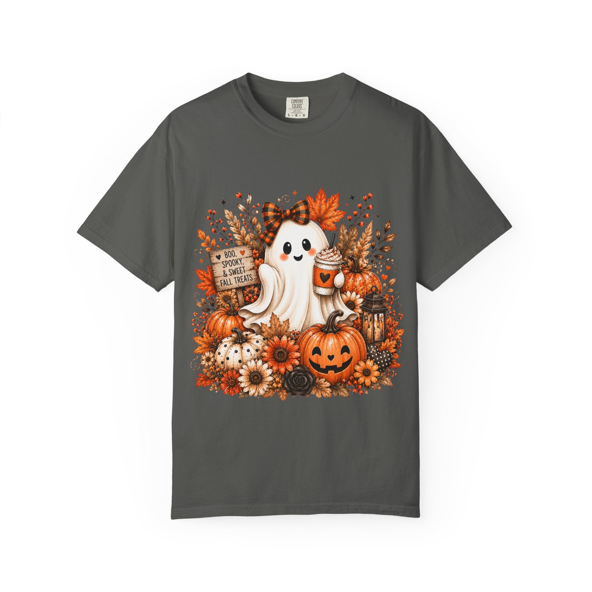 Halloween Ghost Tee — Cute Pumpkin & Autumn Floral Trick-or-Treat Shirt