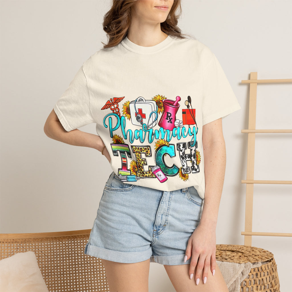 Pharmacy Tech Graphic T-Shirt — Colorful Medical Tools Design