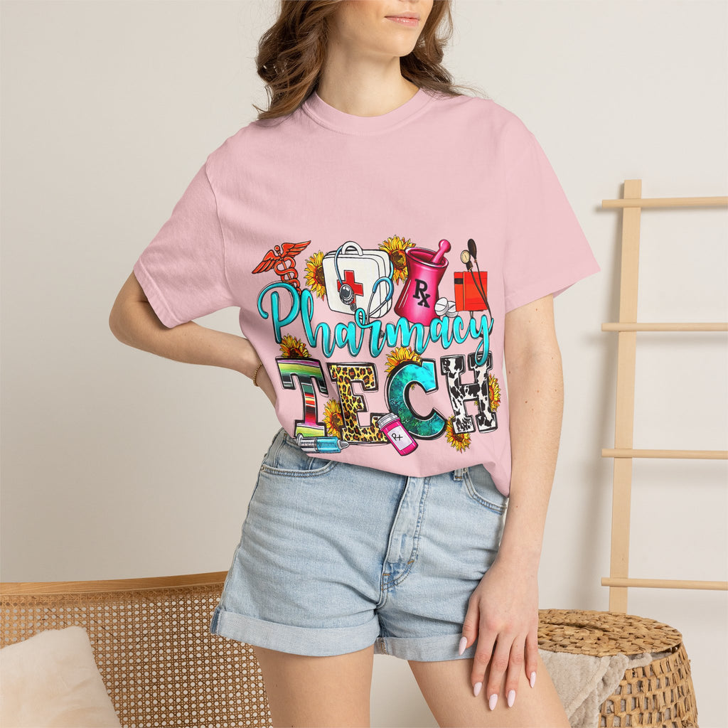 Pharmacy Tech Graphic T-Shirt — Colorful Medical Tools Design