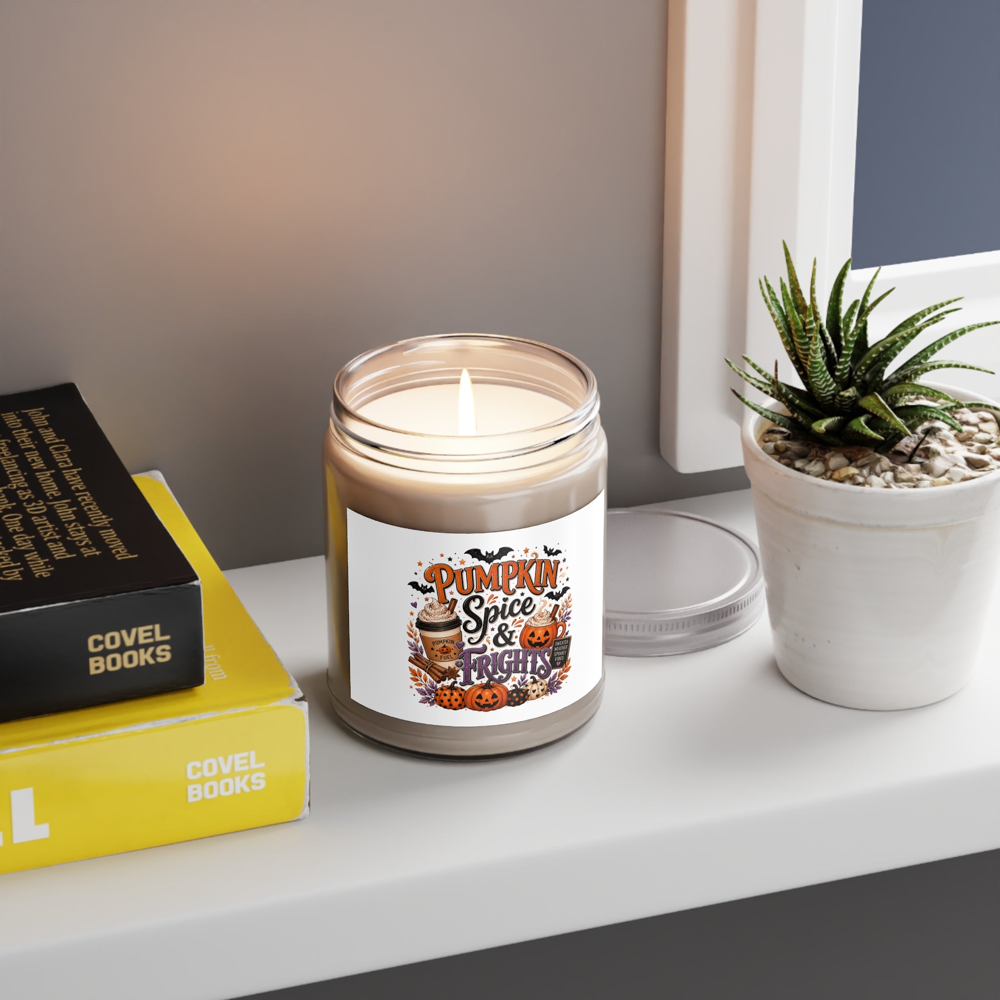 Pumpkin Spice & Frights Soy Candle — 9oz Fall Scented Jar (Halloween)