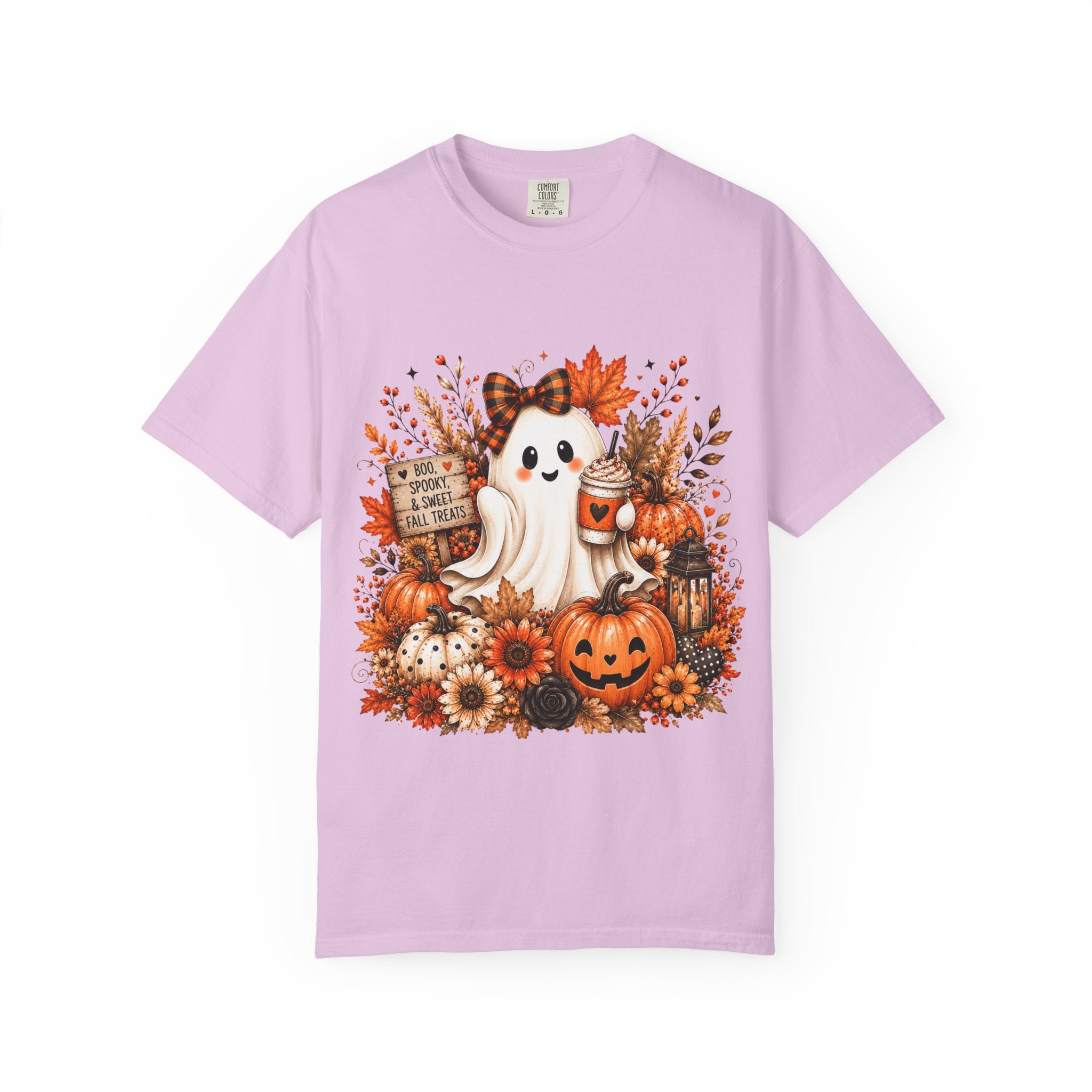Halloween Ghost Tee — Cute Pumpkin & Autumn Floral Trick-or-Treat Shirt