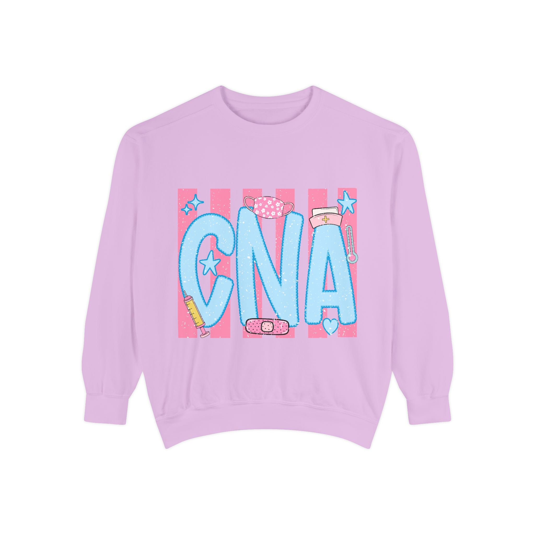 CNA Sparkle Graphic Sweatshirt — Pink & Blue Nurse Assistant Crewneck