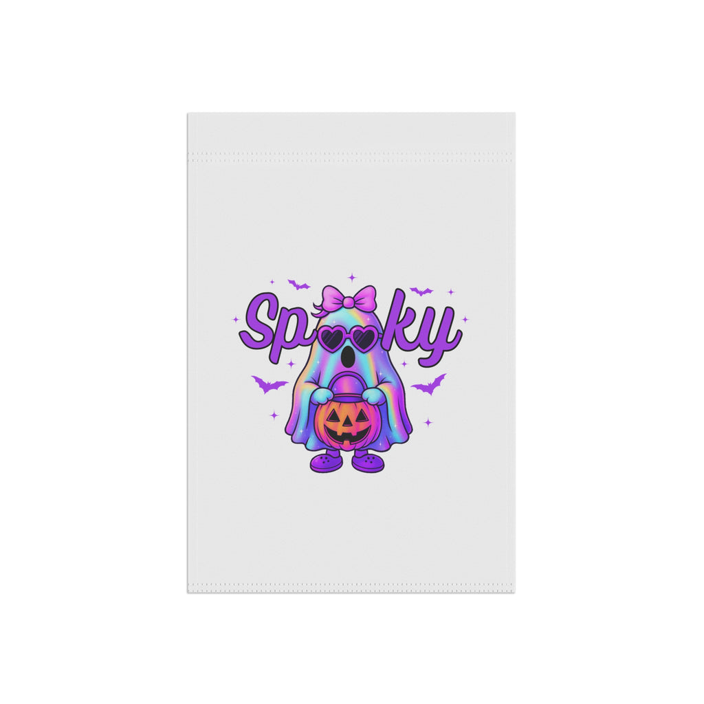 Halloween Garden Flag — Cute 'Spooky' Ghost Gnome with Jack-o'-Lantern