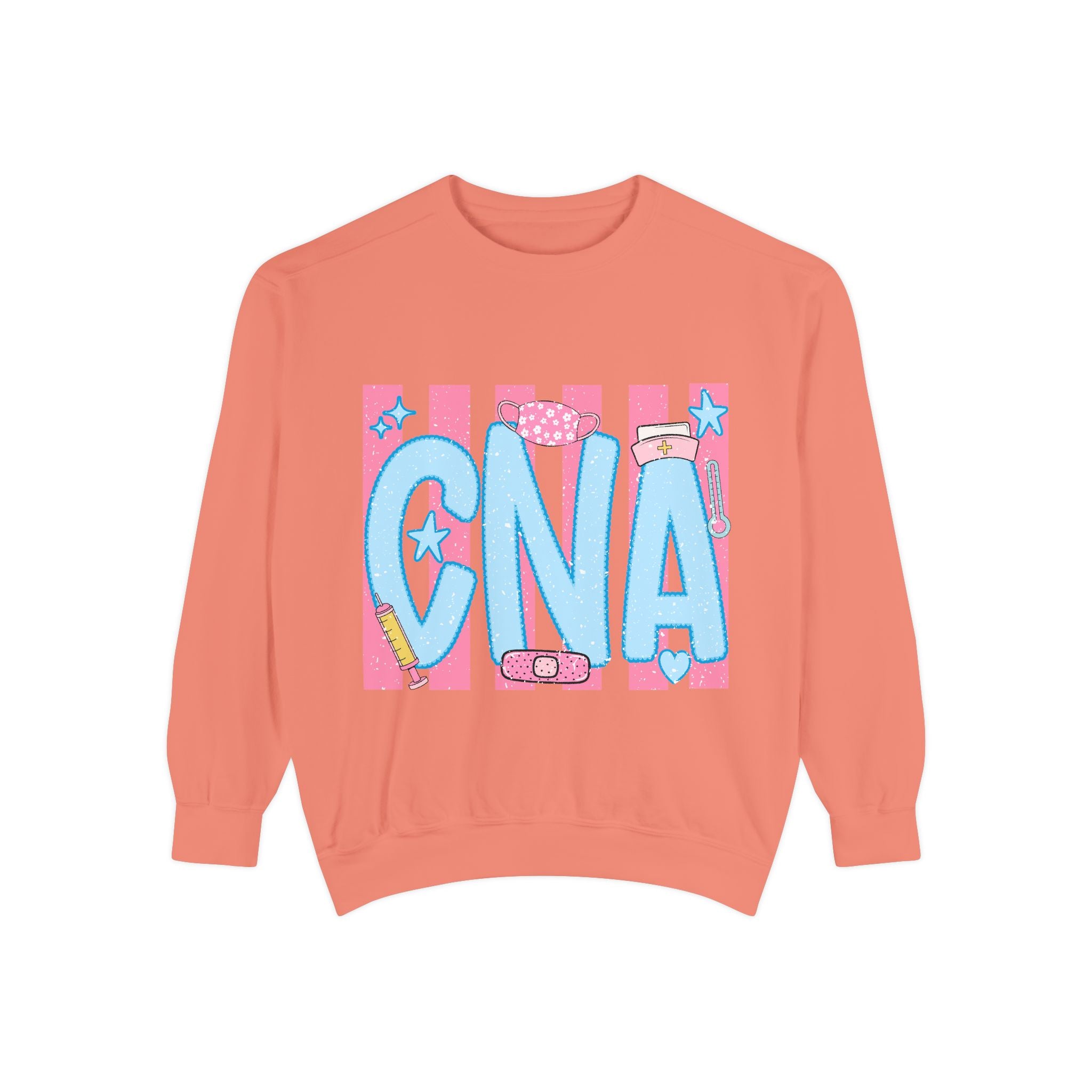 CNA Sparkle Graphic Sweatshirt — Pink & Blue Nurse Assistant Crewneck