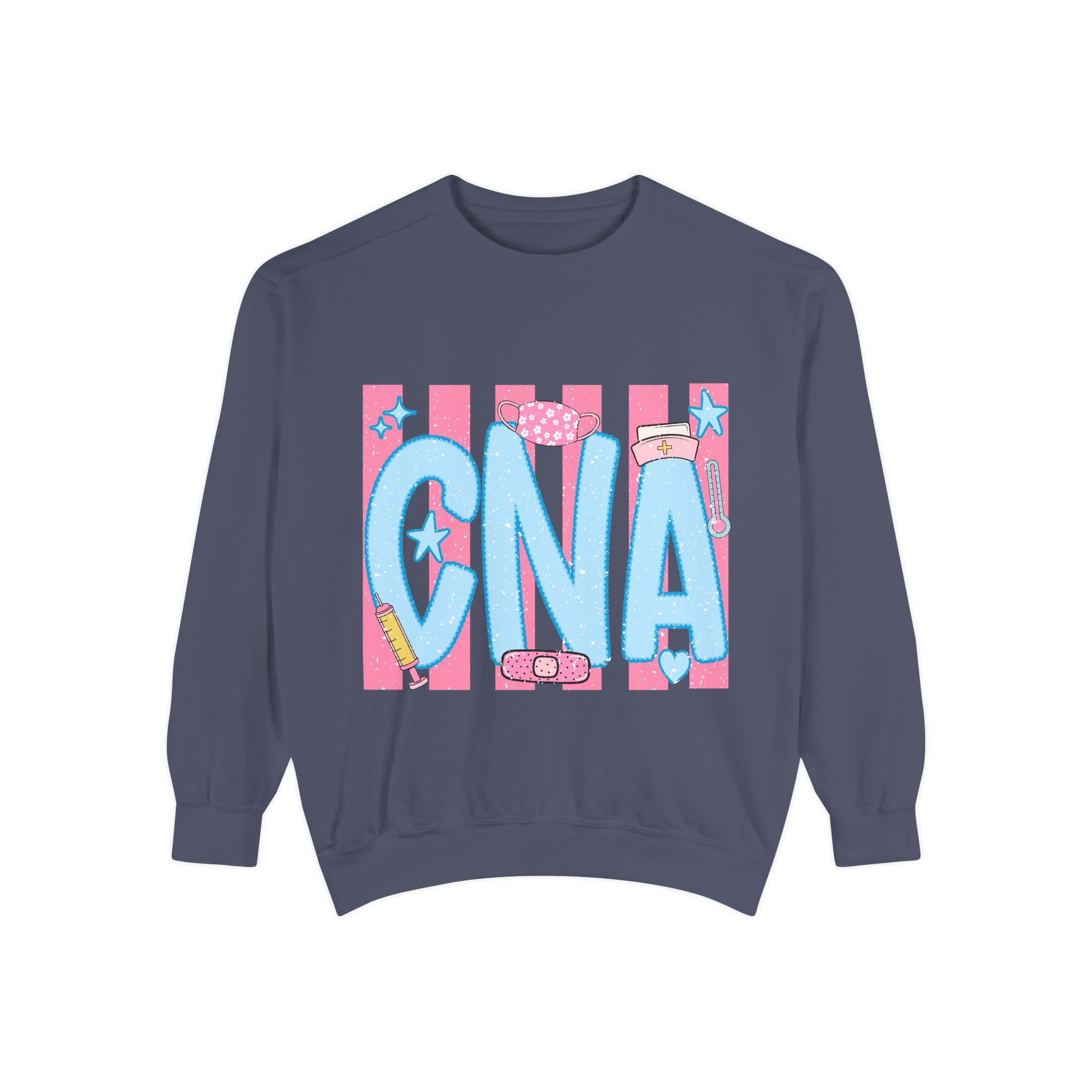 CNA Sparkle Graphic Sweatshirt — Pink & Blue Nurse Assistant Crewneck