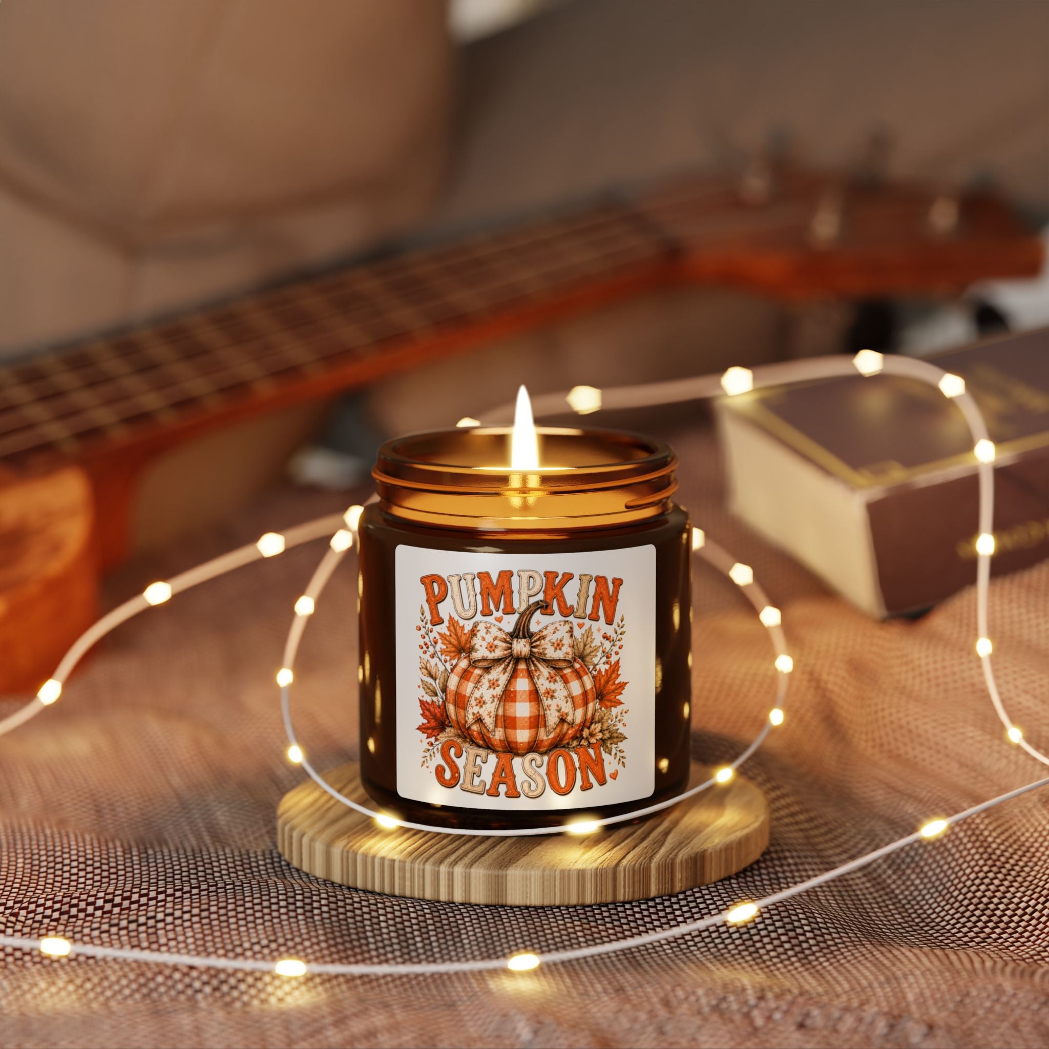 Pumpkin Season Scented Candle — Amber Soy Jar (Fall Aromas)