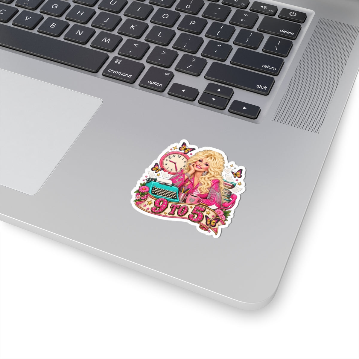 9 to 5 Dolly Sticker — Retro Office Vibe, Typewriter & Clock Decor