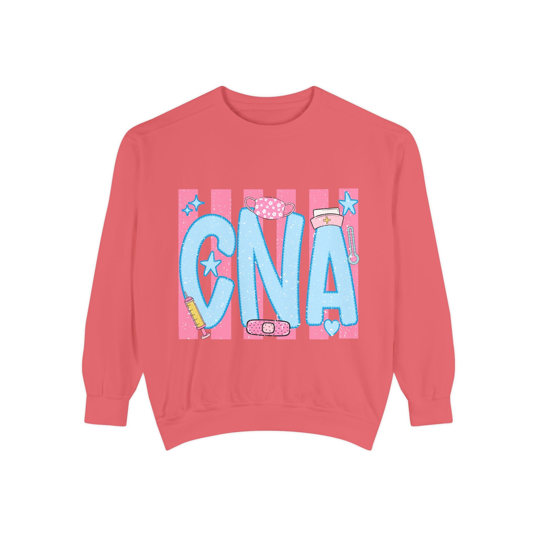CNA Sparkle Graphic Sweatshirt — Pink & Blue Nurse Assistant Crewneck