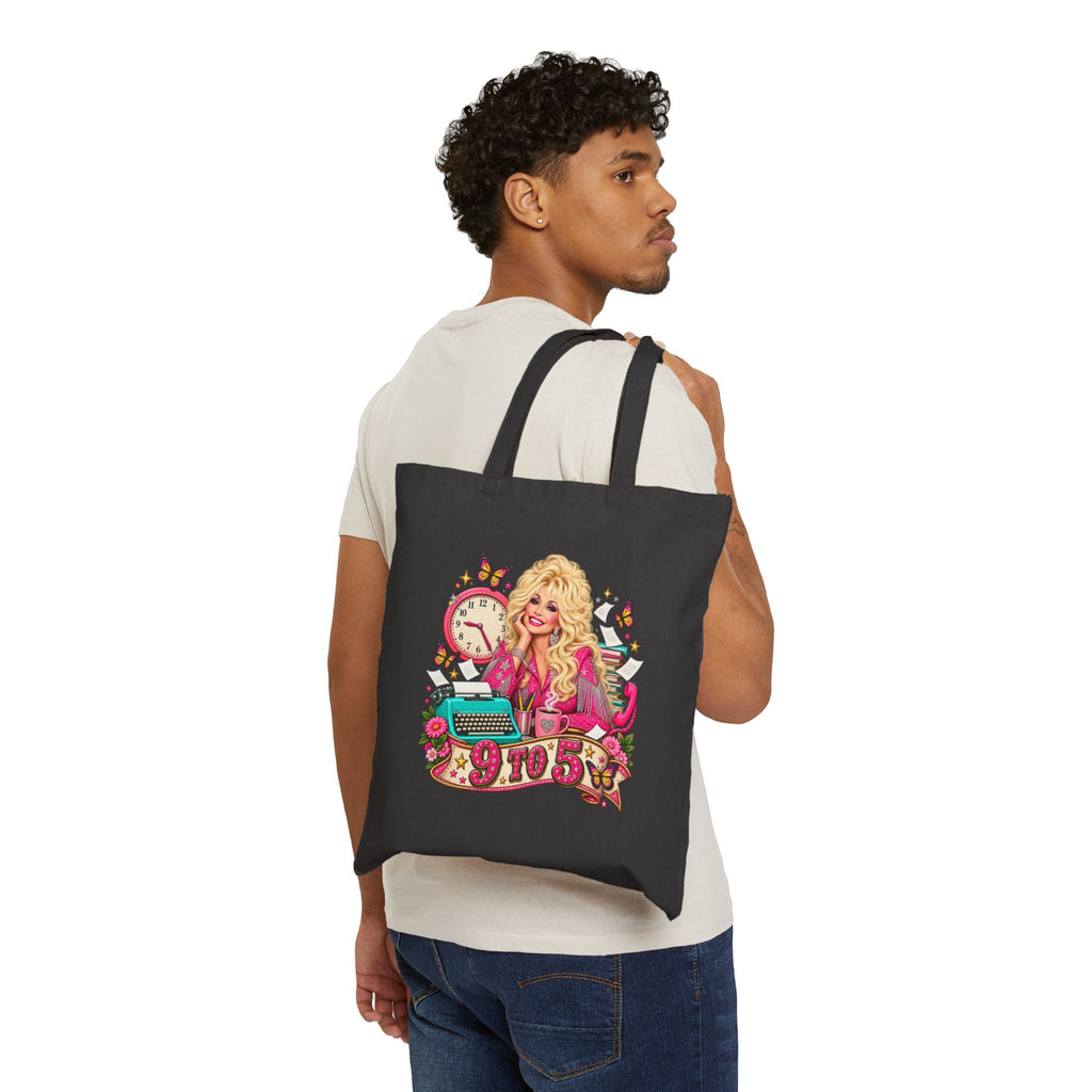Tote Bag — Dolly 9 to 5 Retro Movie Graphic Cotton Canvas Tote
