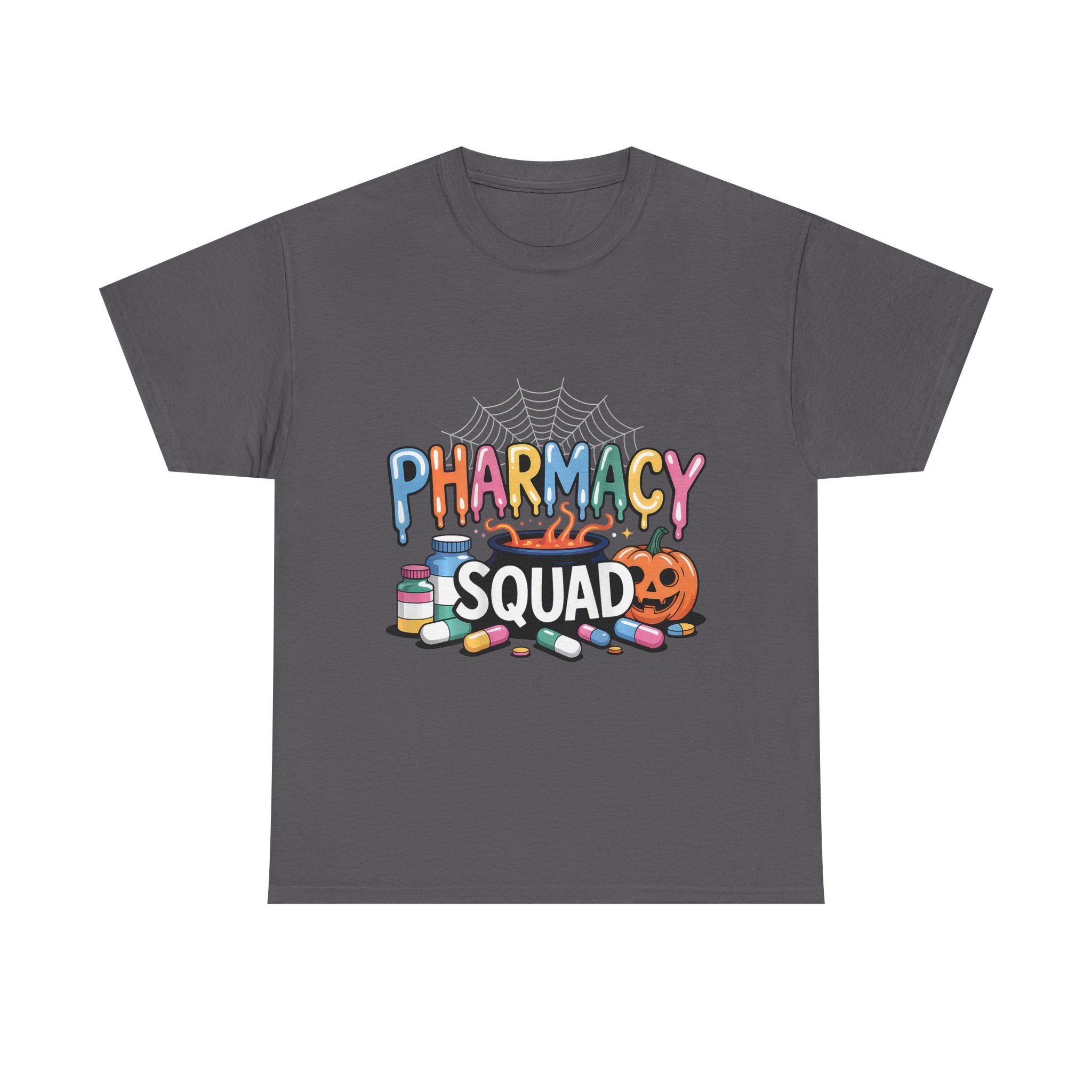 Pharmacy Squad Halloween T-Shirt — Cute Medical Candy & Pumpkin Design
