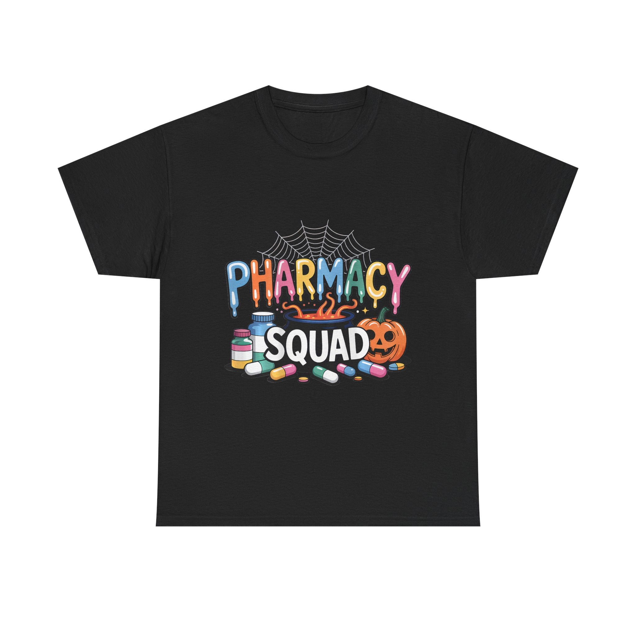 Pharmacy Squad Halloween T-Shirt — Cute Medical Candy & Pumpkin Design