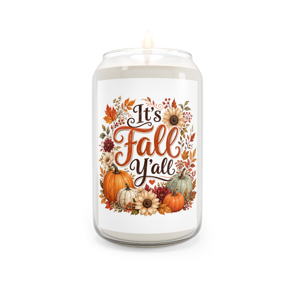 Fall Soy Candle — "It's Fall Y'all" Pumpkin & Harvest Scent (13.75 oz)