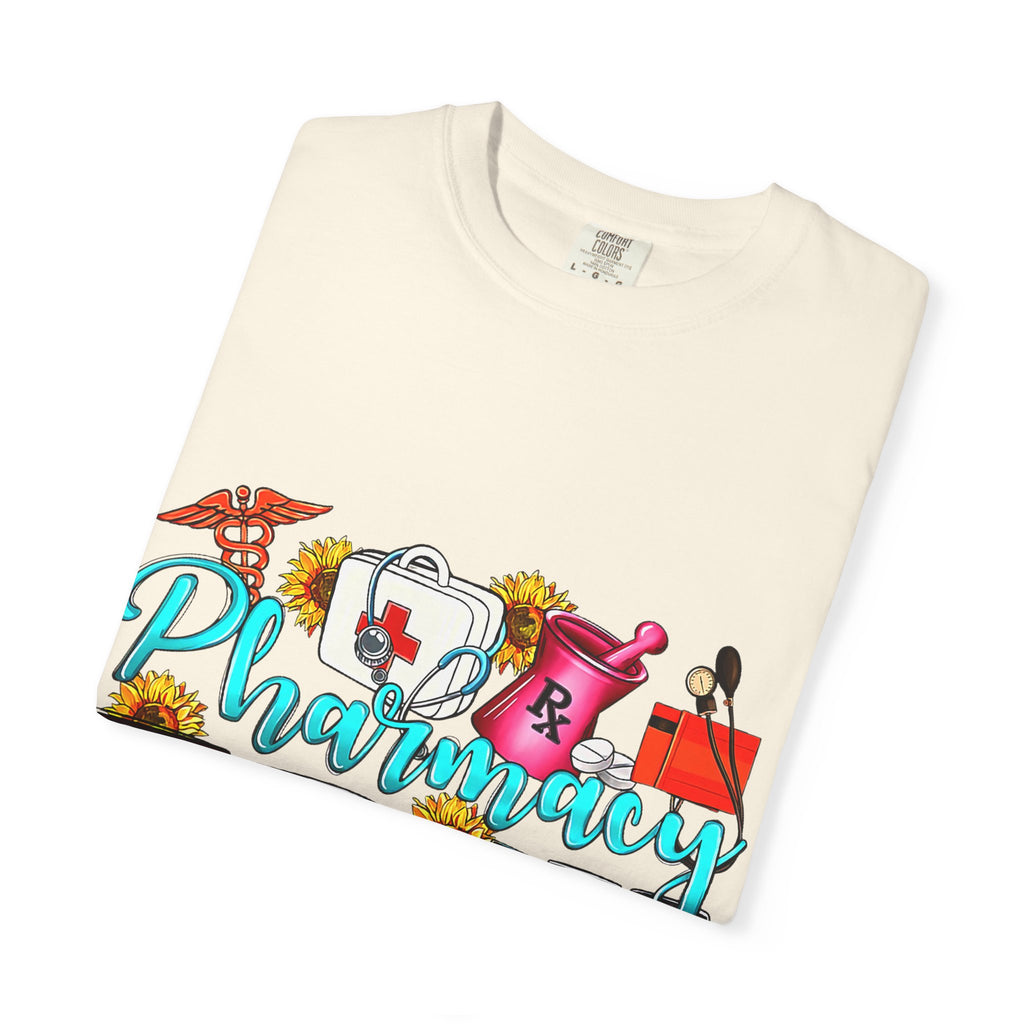 Pharmacy Tech Graphic T-Shirt — Colorful Medical Tools Design