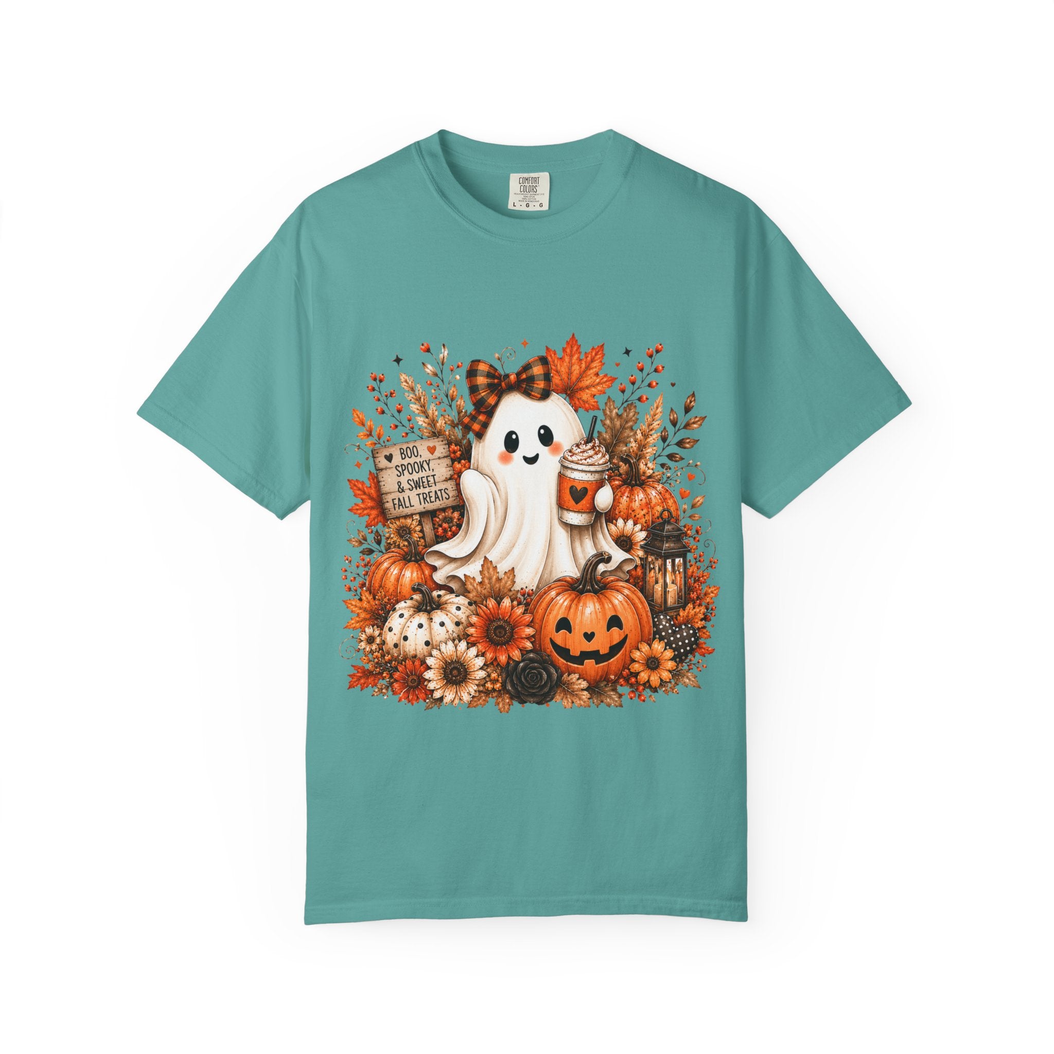 Halloween Ghost Tee — Cute Pumpkin & Autumn Floral Trick-or-Treat Shirt