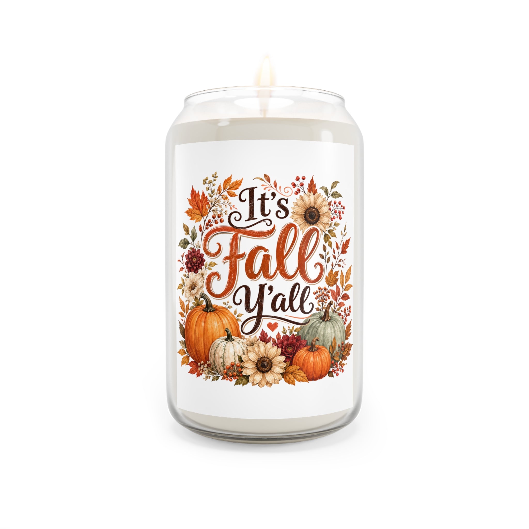 Fall Soy Candle — "It's Fall Y'all" Pumpkin & Harvest Scent (13.75 oz)