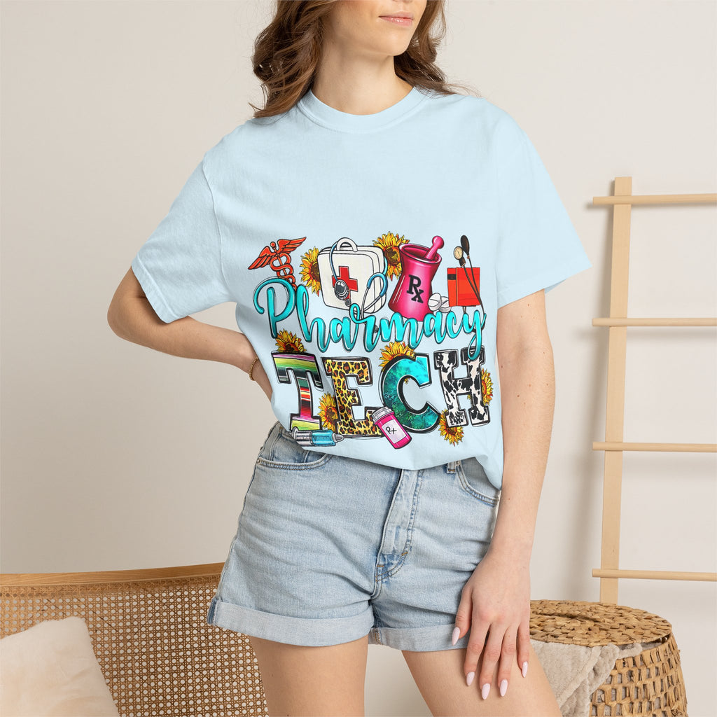 Pharmacy Tech Graphic T-Shirt — Colorful Medical Tools Design