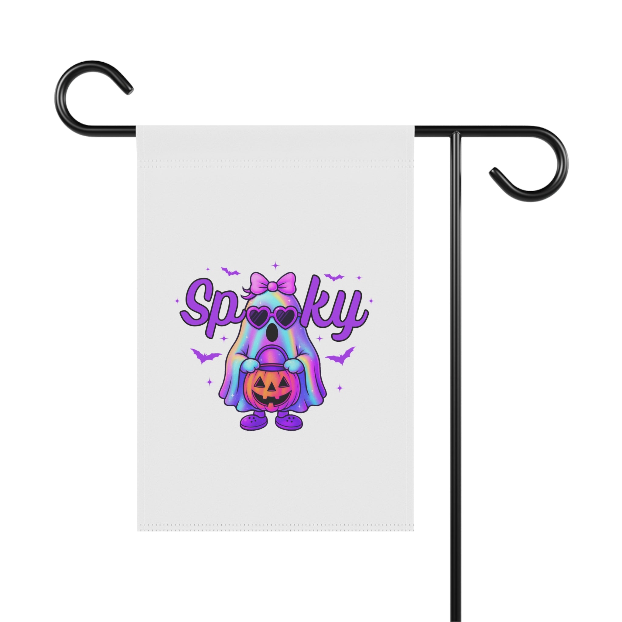 Halloween Garden Flag — Cute 'Spooky' Ghost Gnome with Jack-o'-Lantern
