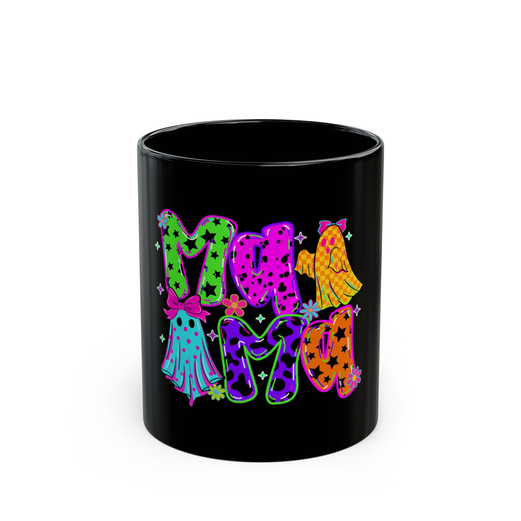 Mama Ghosts Halloween Mug — Colorful Neon Boo Mom Coffee Cup (11oz & 15oz)