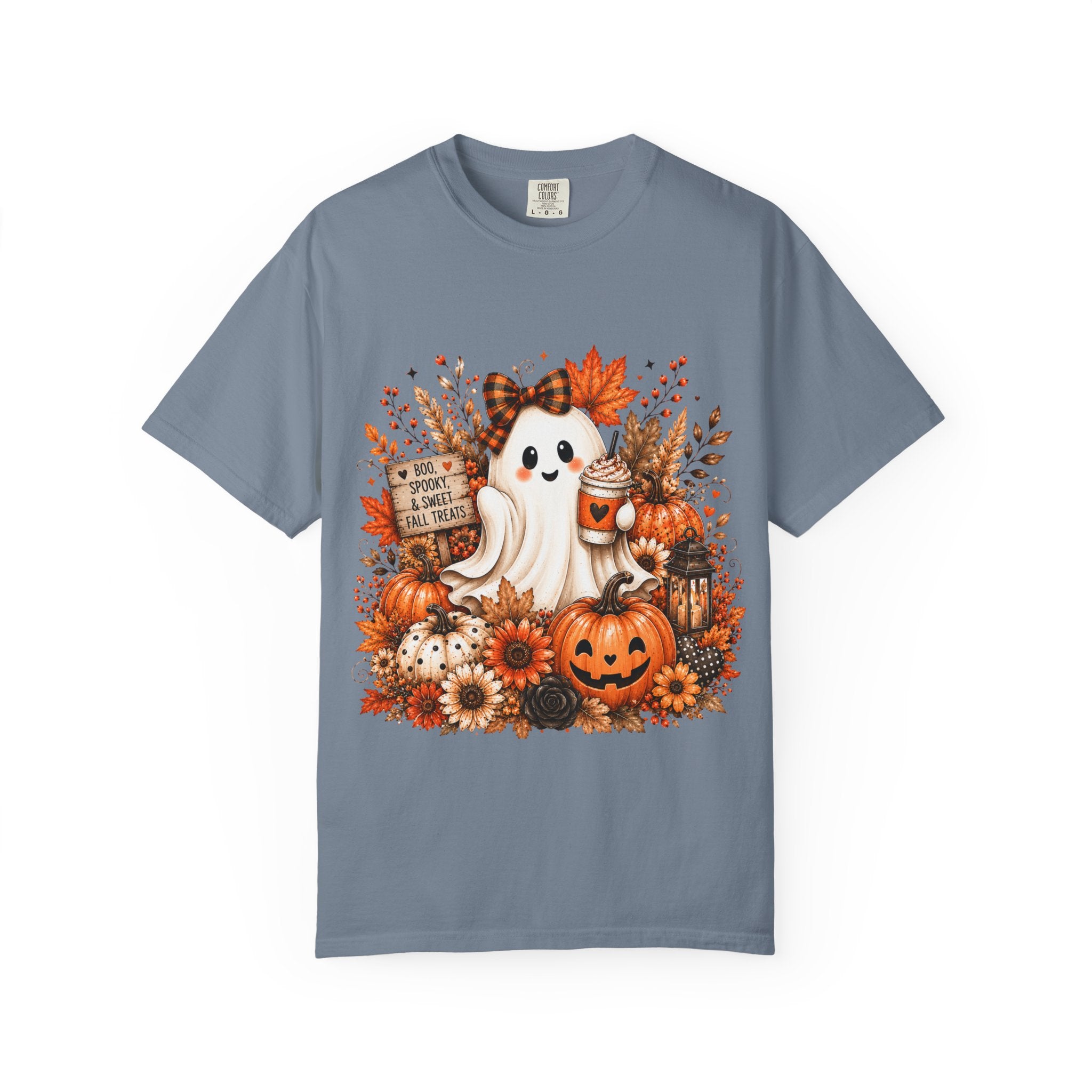 Halloween Ghost Tee — Cute Pumpkin & Autumn Floral Trick-or-Treat Shirt