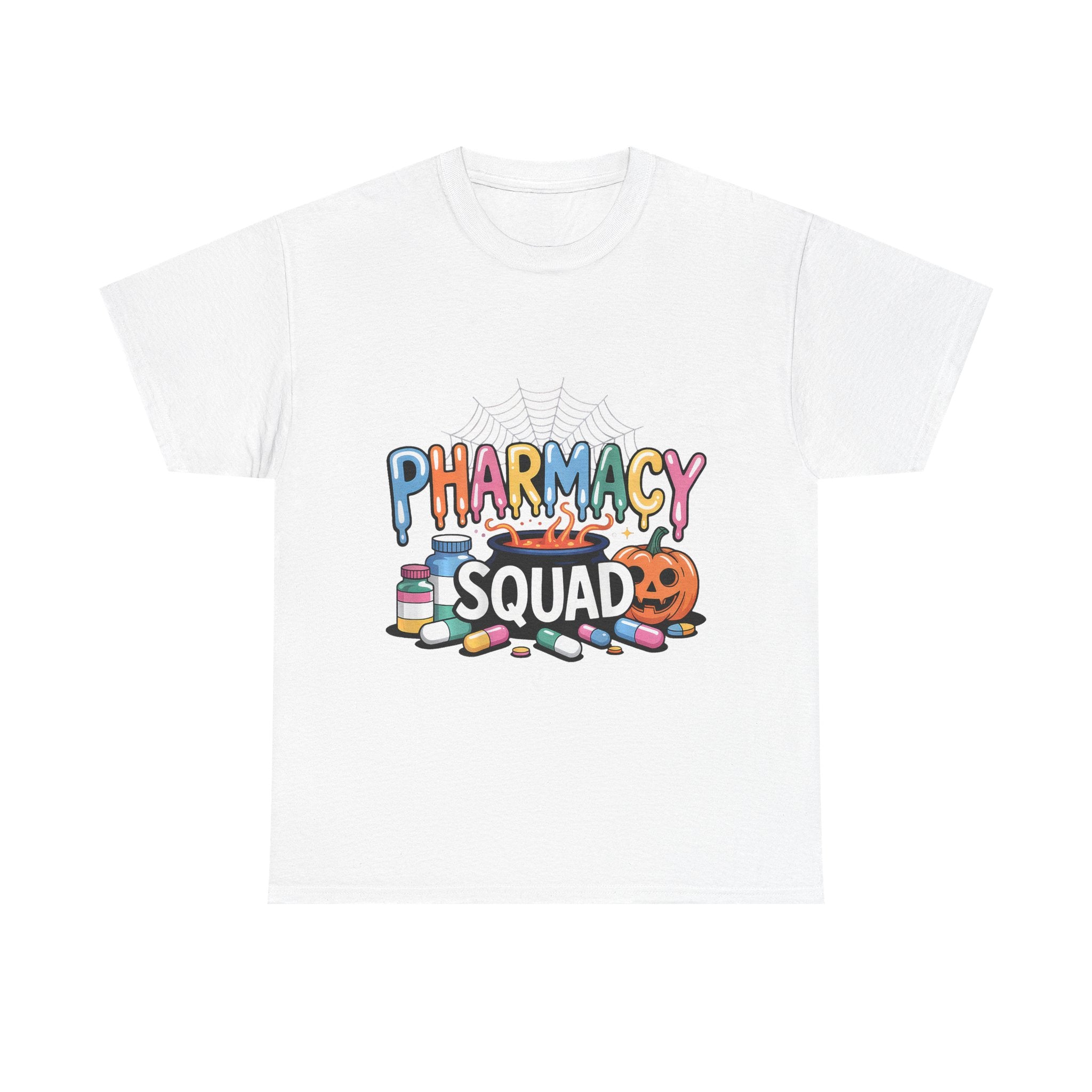 Pharmacy Squad Halloween T-Shirt — Cute Medical Candy & Pumpkin Design