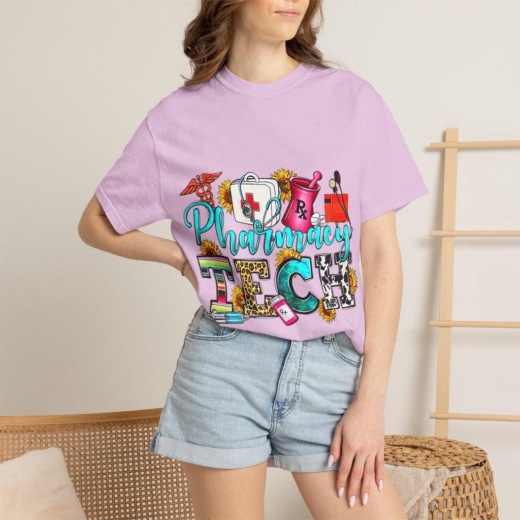 Pharmacy Tech Graphic T-Shirt — Colorful Medical Tools Design