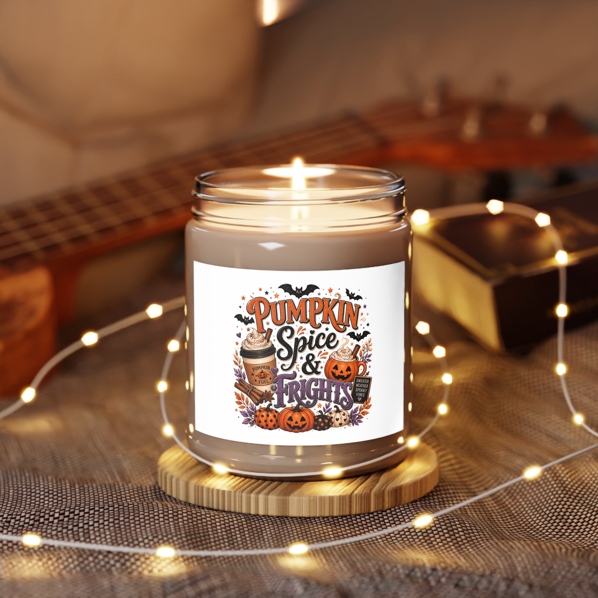 Pumpkin Spice & Frights Soy Candle — 9oz Fall Scented Jar (Halloween)