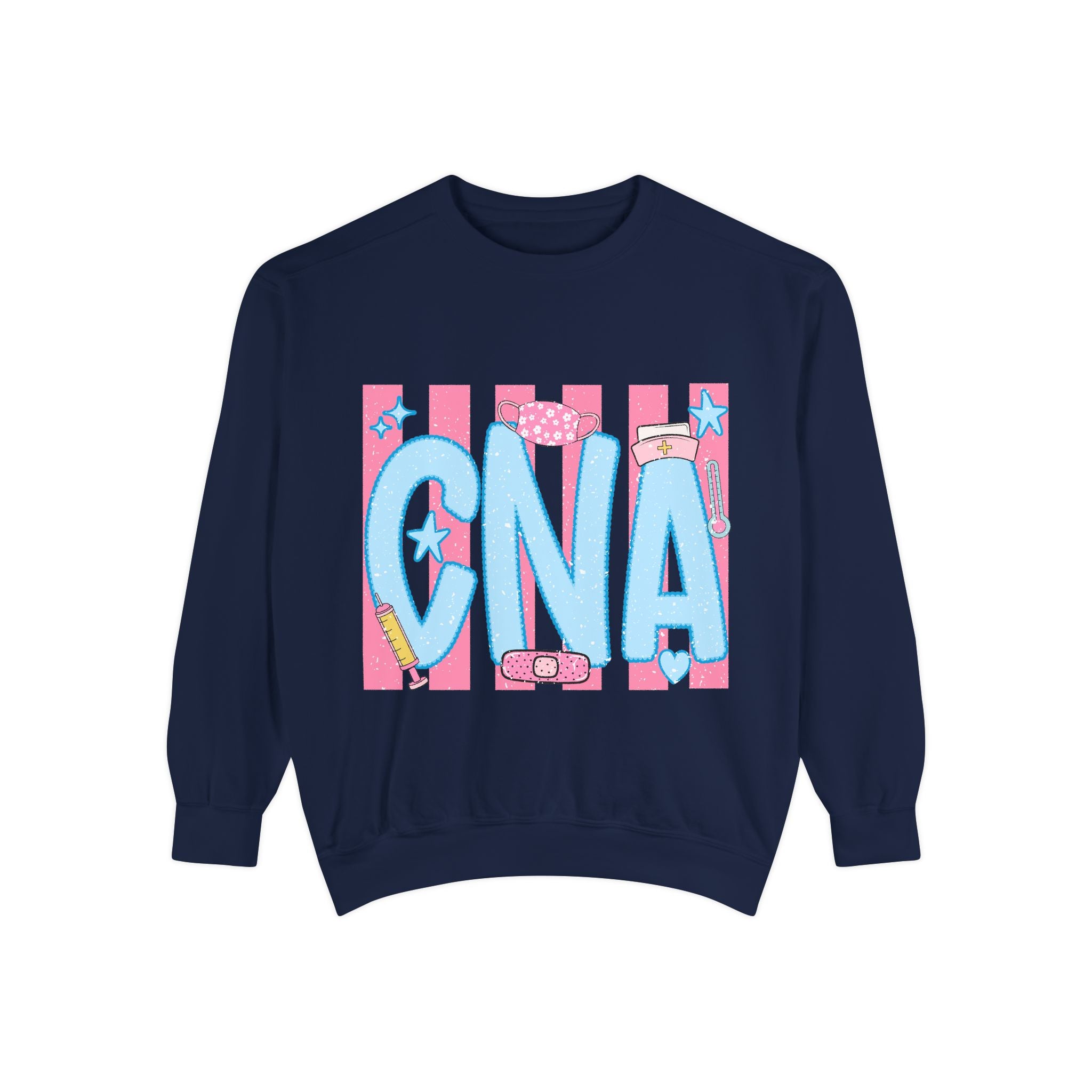 CNA Sparkle Graphic Sweatshirt — Pink & Blue Nurse Assistant Crewneck