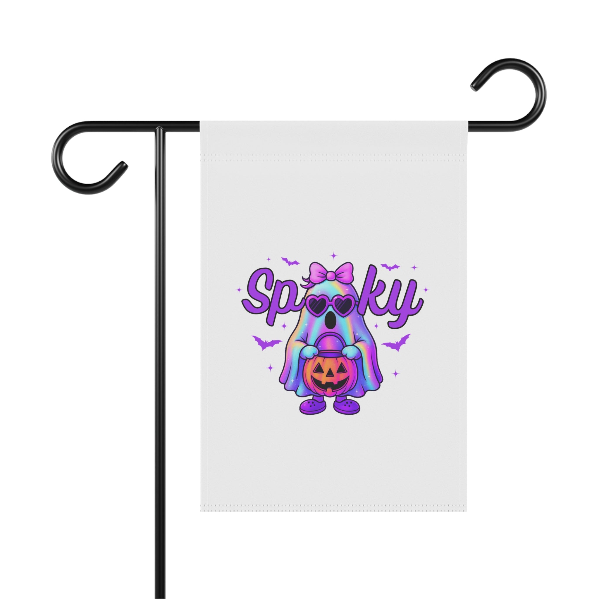 Halloween Garden Flag — Cute 'Spooky' Ghost Gnome with Jack-o'-Lantern