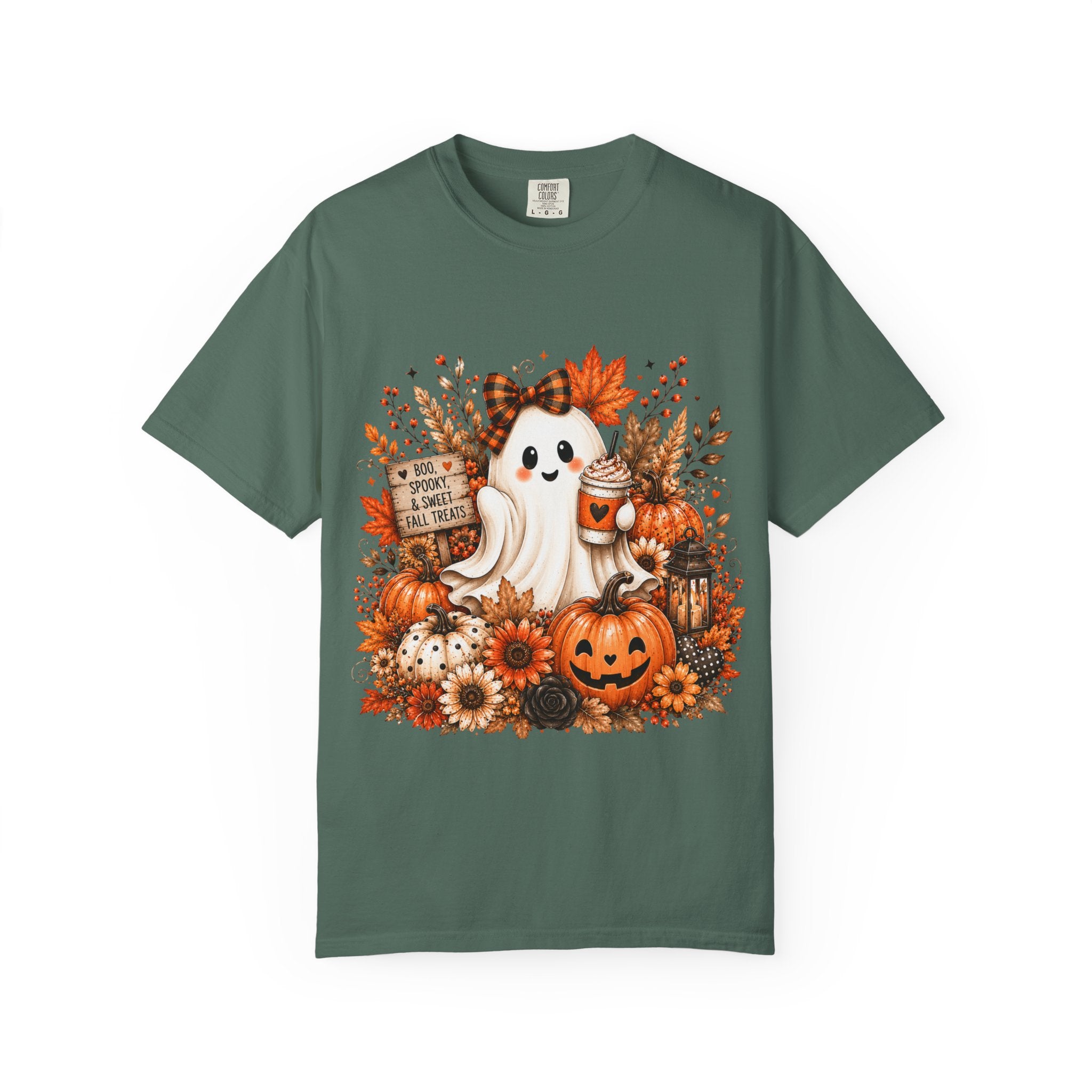 Halloween Ghost Tee — Cute Pumpkin & Autumn Floral Trick-or-Treat Shirt