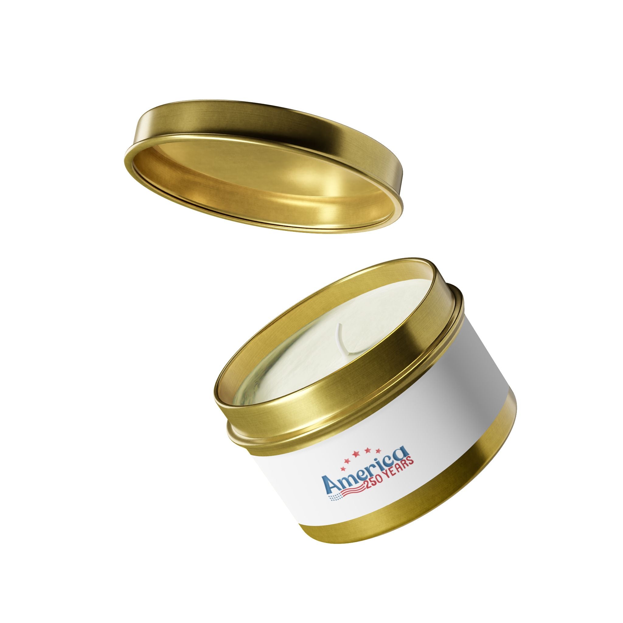 America 250 Years Tin Candle — Patriotic 4th of July Scented Tin