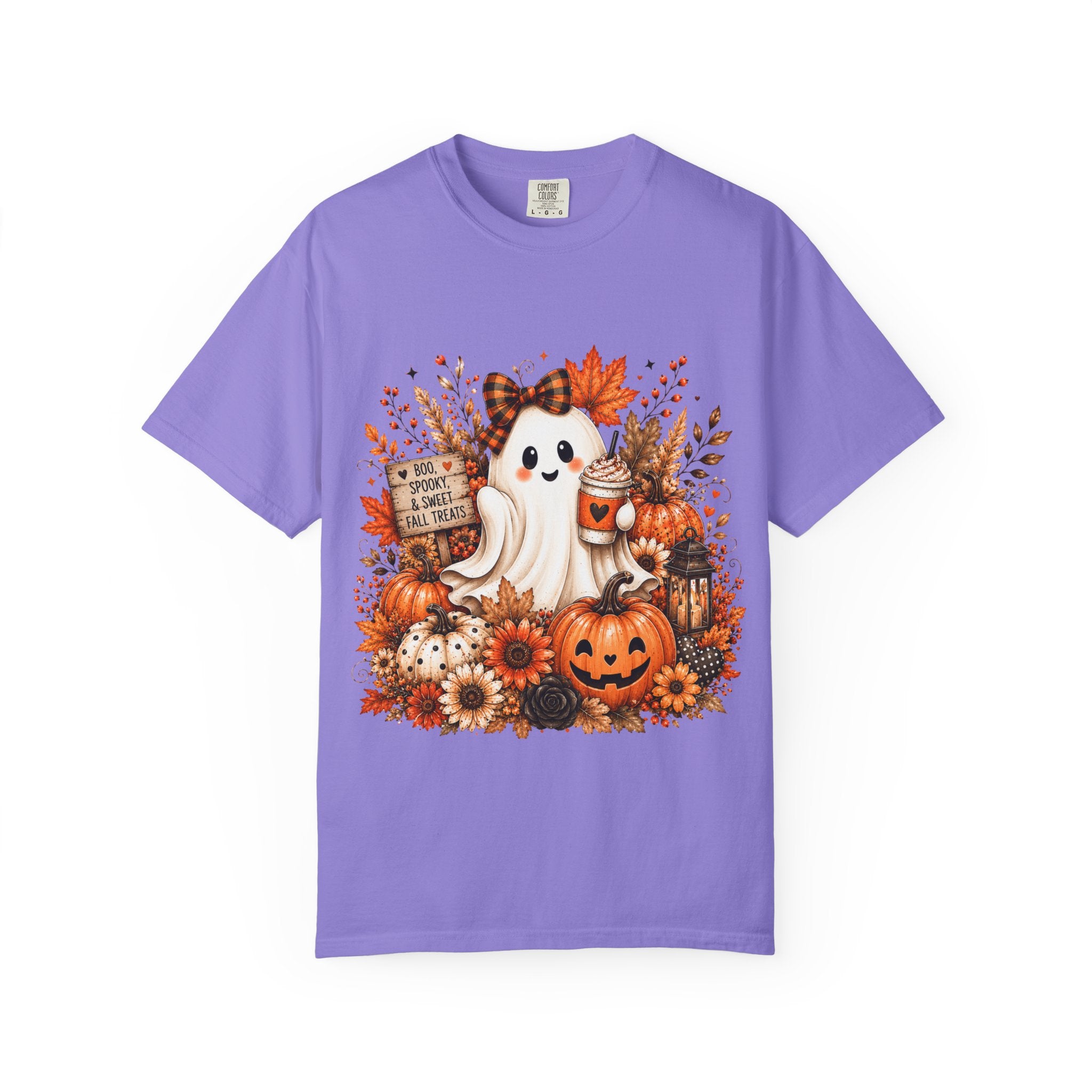 Halloween Ghost Tee — Cute Pumpkin & Autumn Floral Trick-or-Treat Shirt