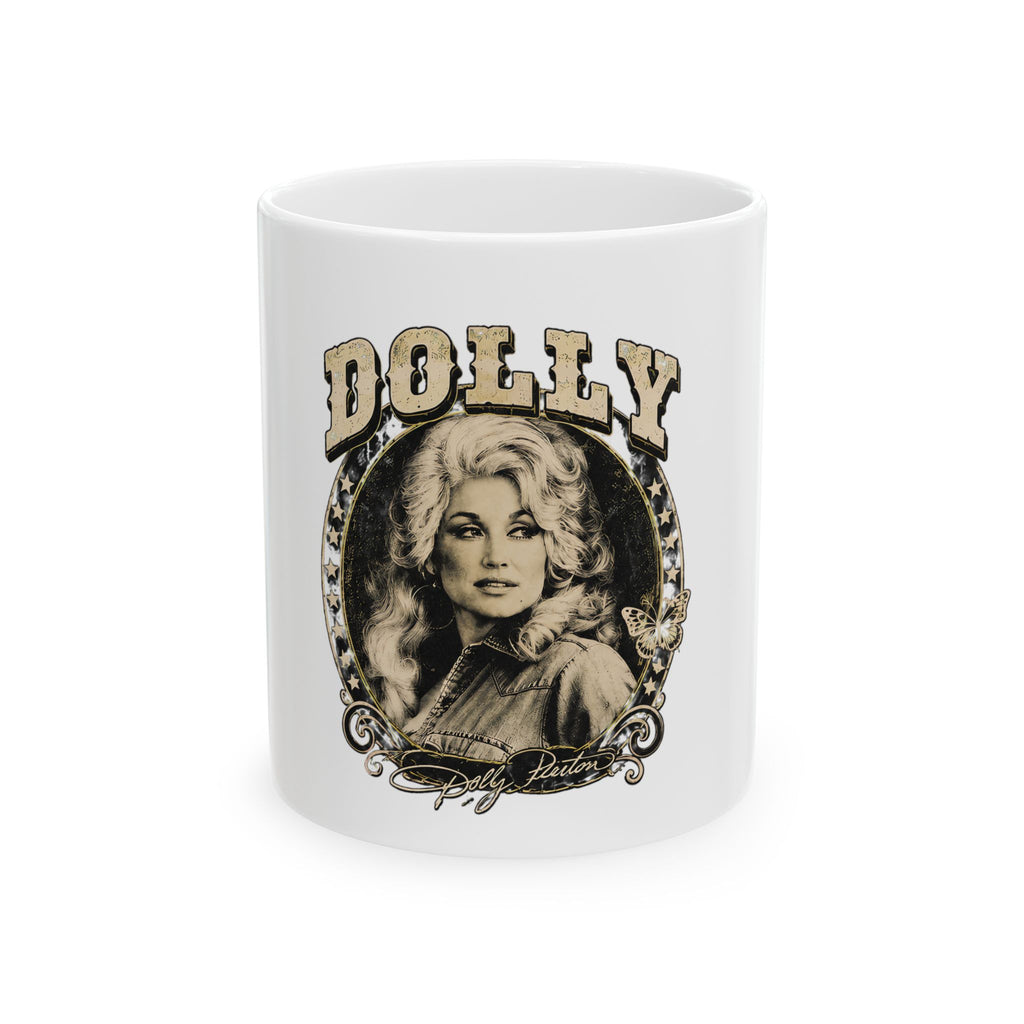 Dolly Retro Portrait Ceramic Mug — Vintage Country Music Coffee Cup (11oz, 15oz)