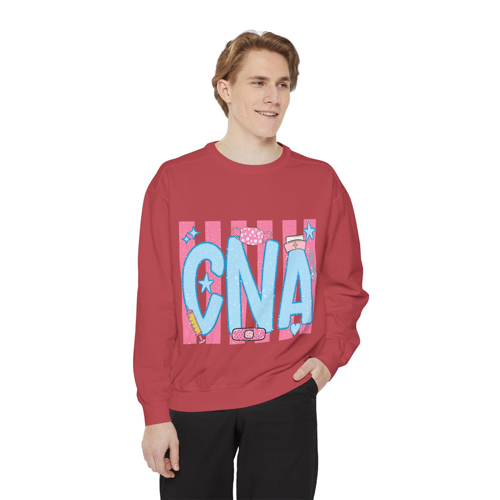 CNA Sparkle Graphic Sweatshirt — Pink & Blue Nurse Assistant Crewneck
