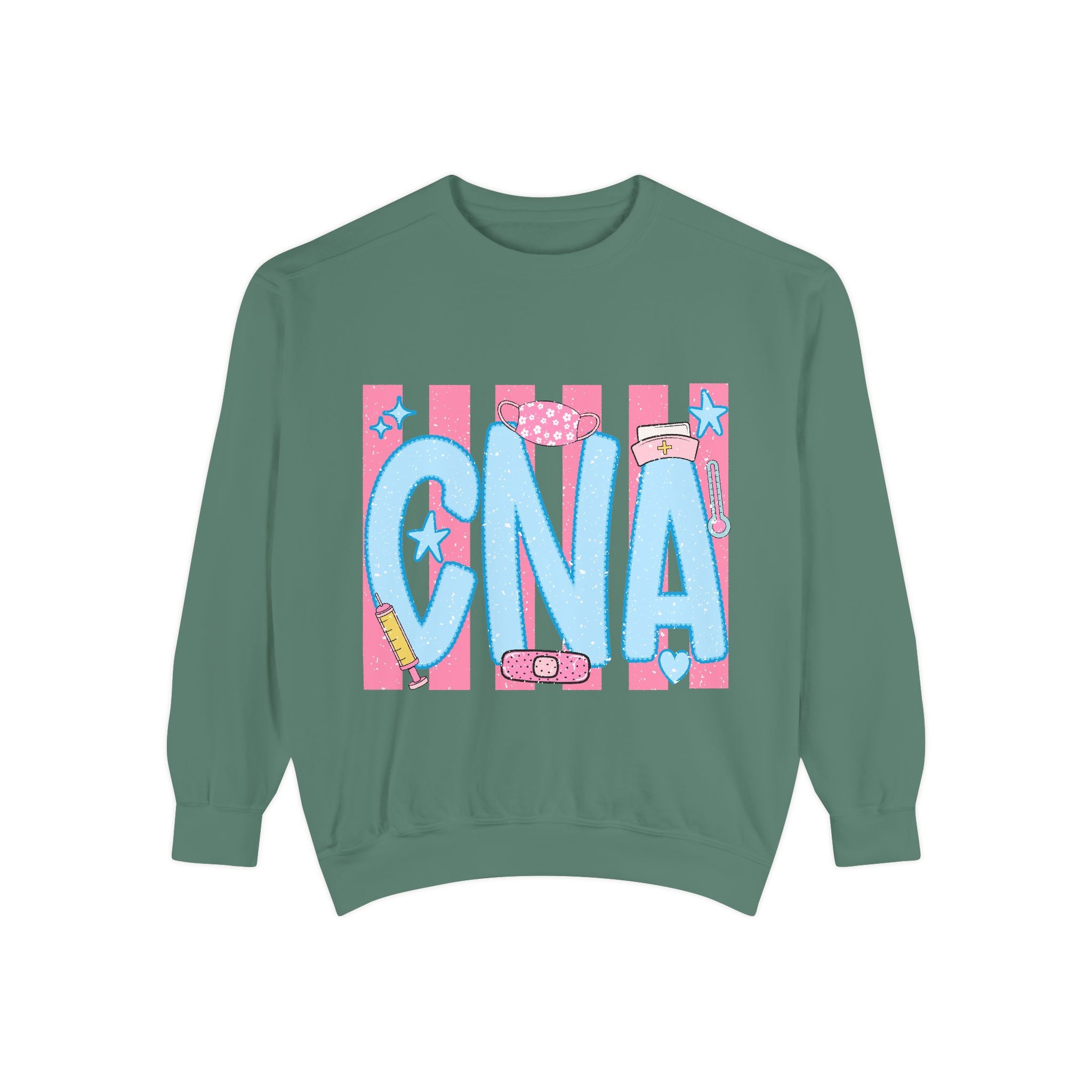 CNA Sparkle Graphic Sweatshirt — Pink & Blue Nurse Assistant Crewneck