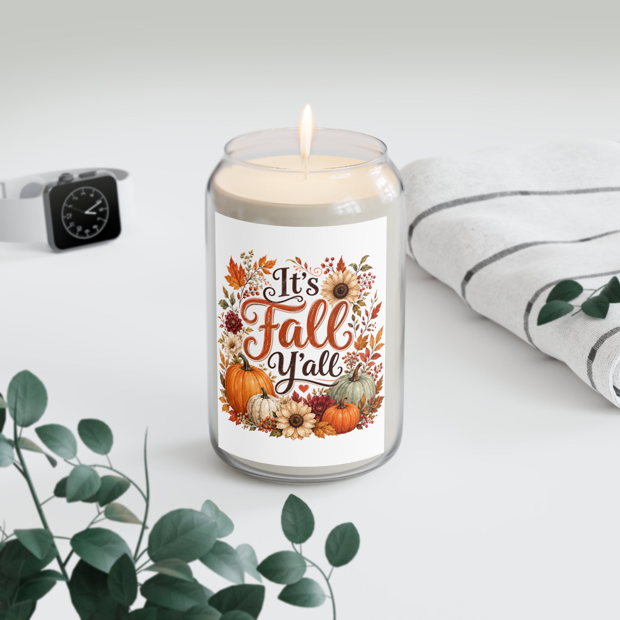 Fall Soy Candle — "It's Fall Y'all" Pumpkin & Harvest Scent (13.75 oz)