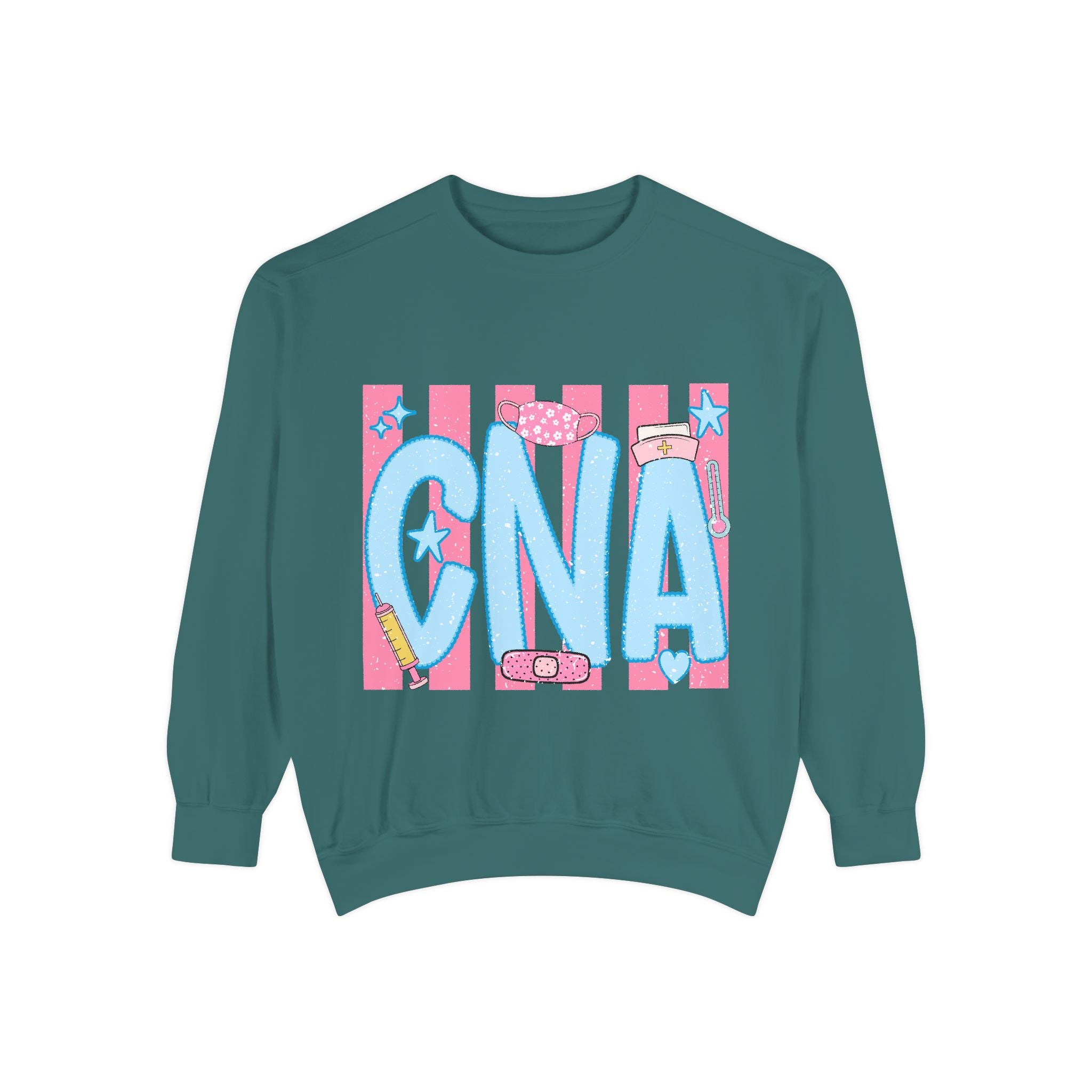CNA Sparkle Graphic Sweatshirt — Pink & Blue Nurse Assistant Crewneck