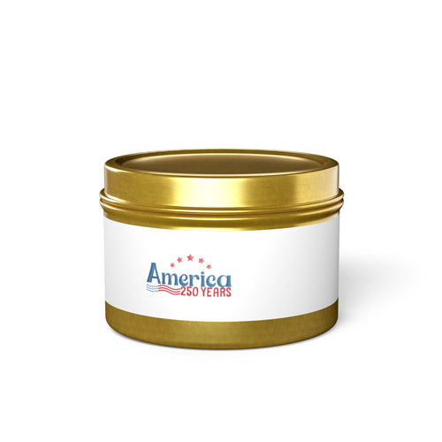 America 250 Years Tin Candle — Patriotic 4th of July Scented Tin