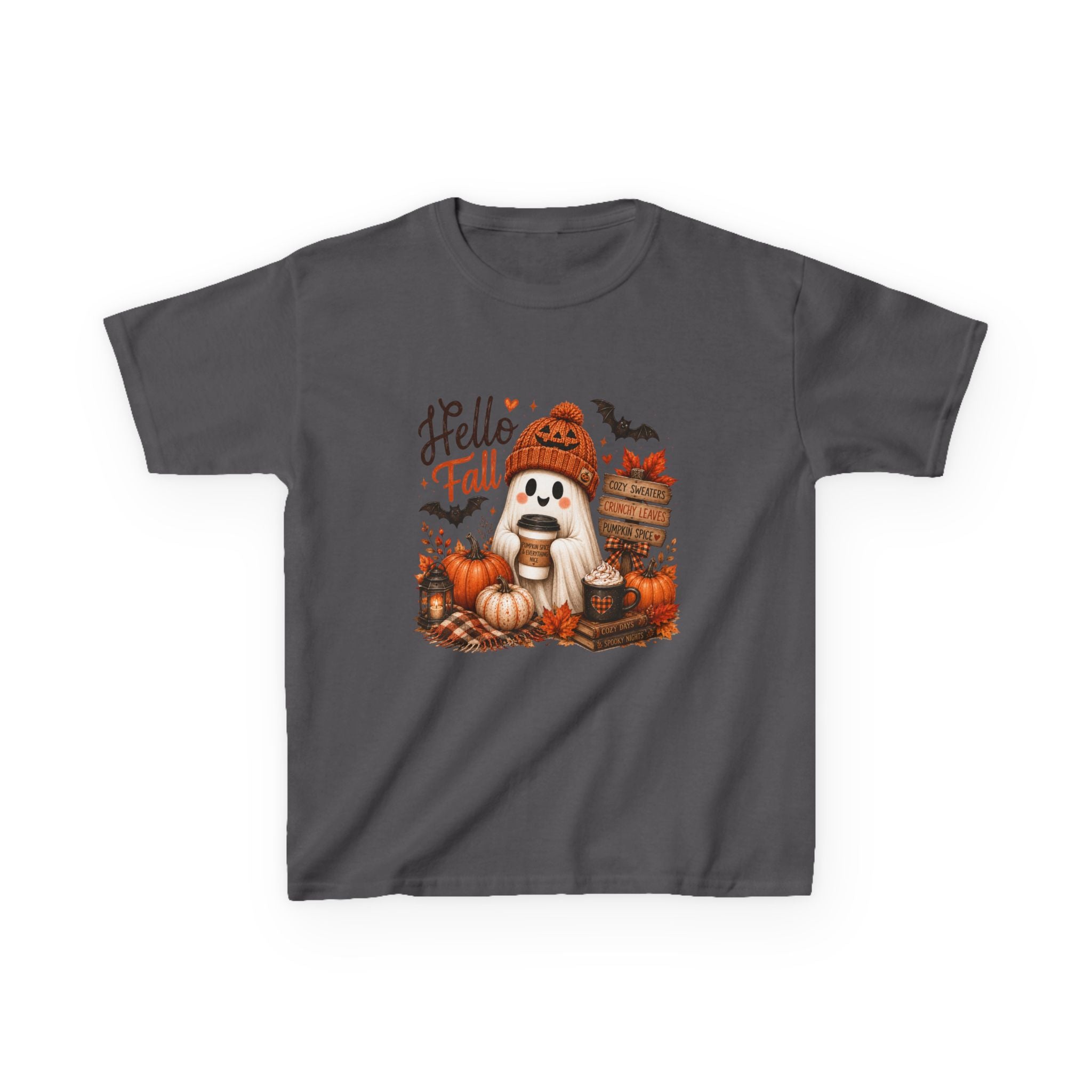 Kids Tee — "Hello Fall" Puppy Pumpkin Autumn Graphic