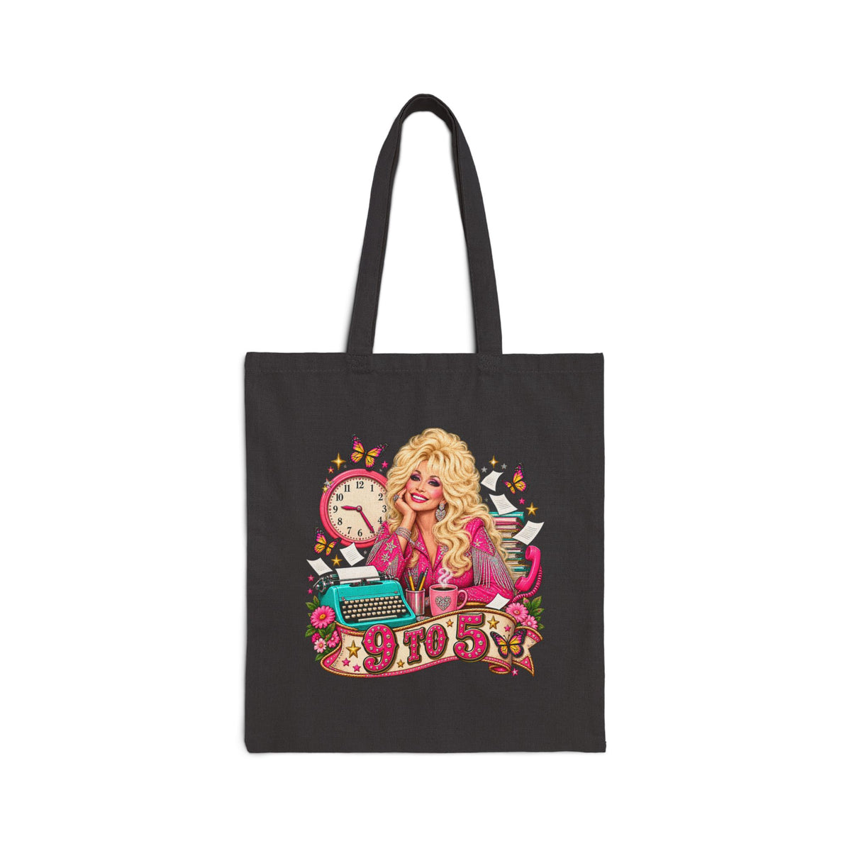 Tote Bag — Dolly 9 to 5 Retro Movie Graphic Cotton Canvas Tote